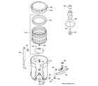 GE GLWN2800D2WS tub, basket & agitator diagram