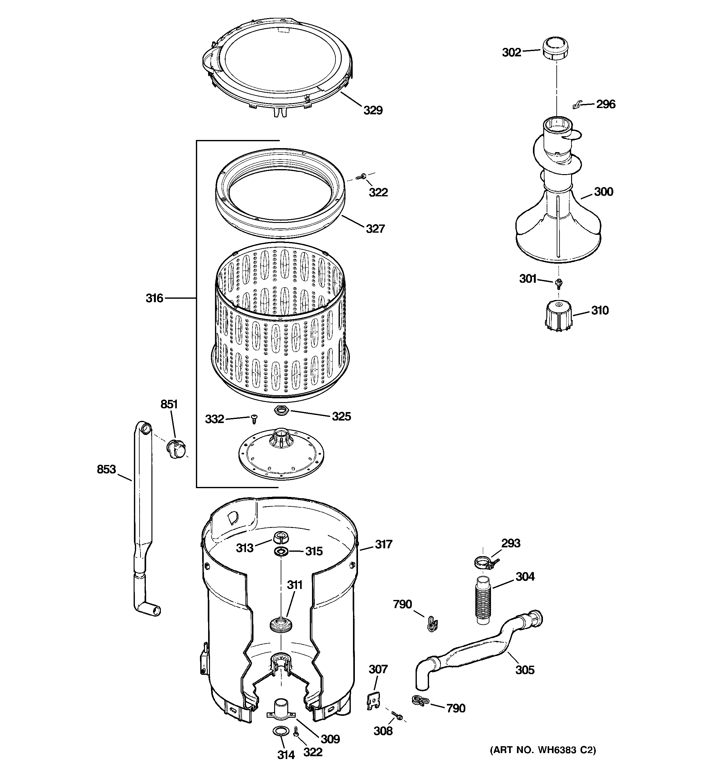 Tub, basket & agitator