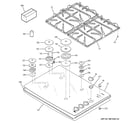 GE JGP940TEK5WW control panel & cooktop diagram