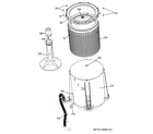 GE GTUP240EM0WW tub, basket & agitator diagram