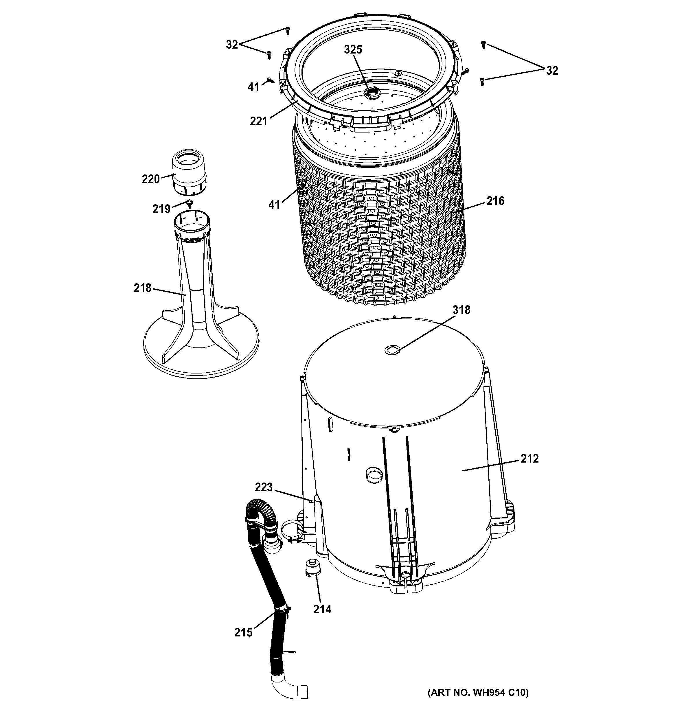 Tub, basket & agitator