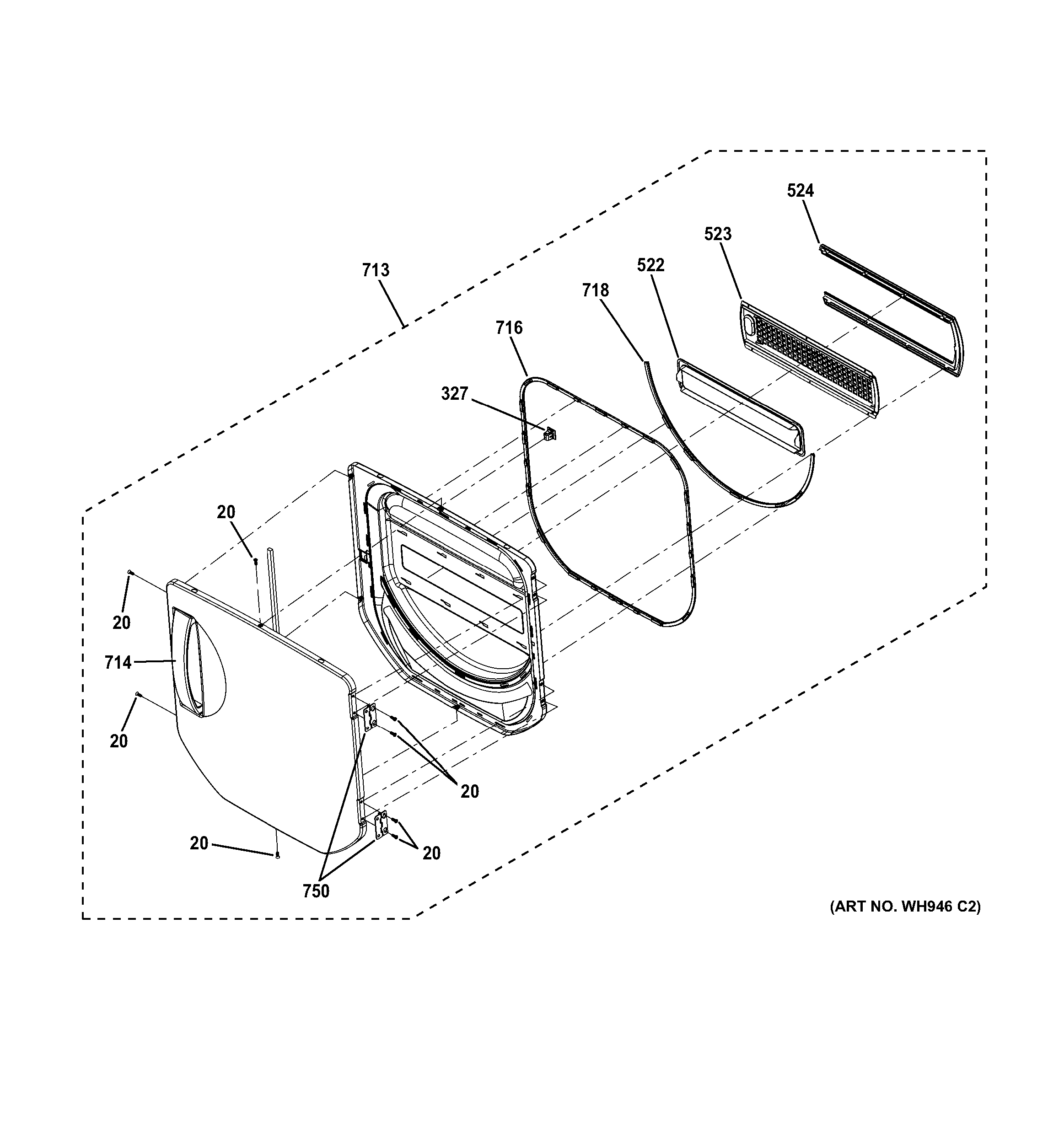 Dryer door assembly