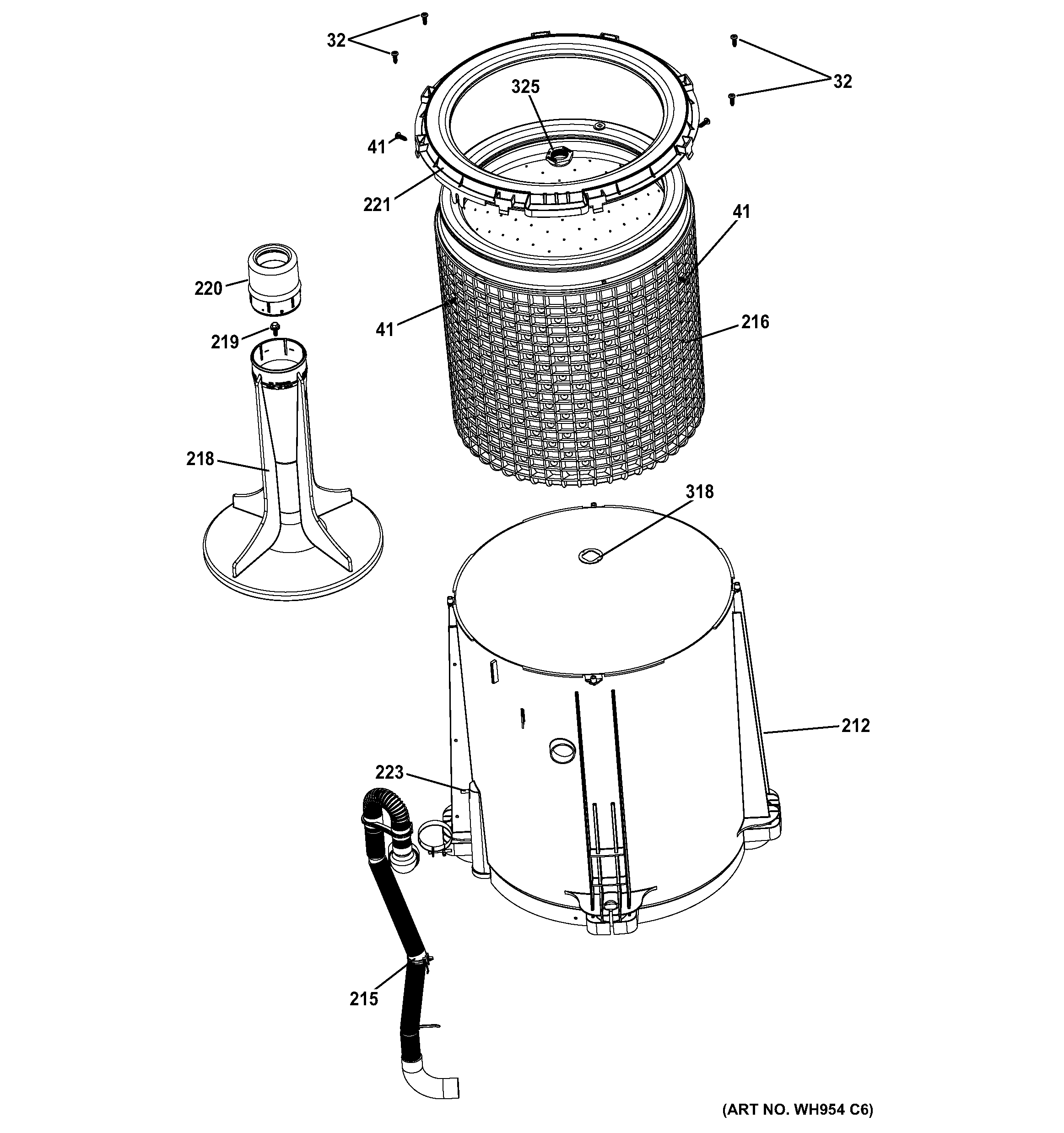 Tub, basket & agitator