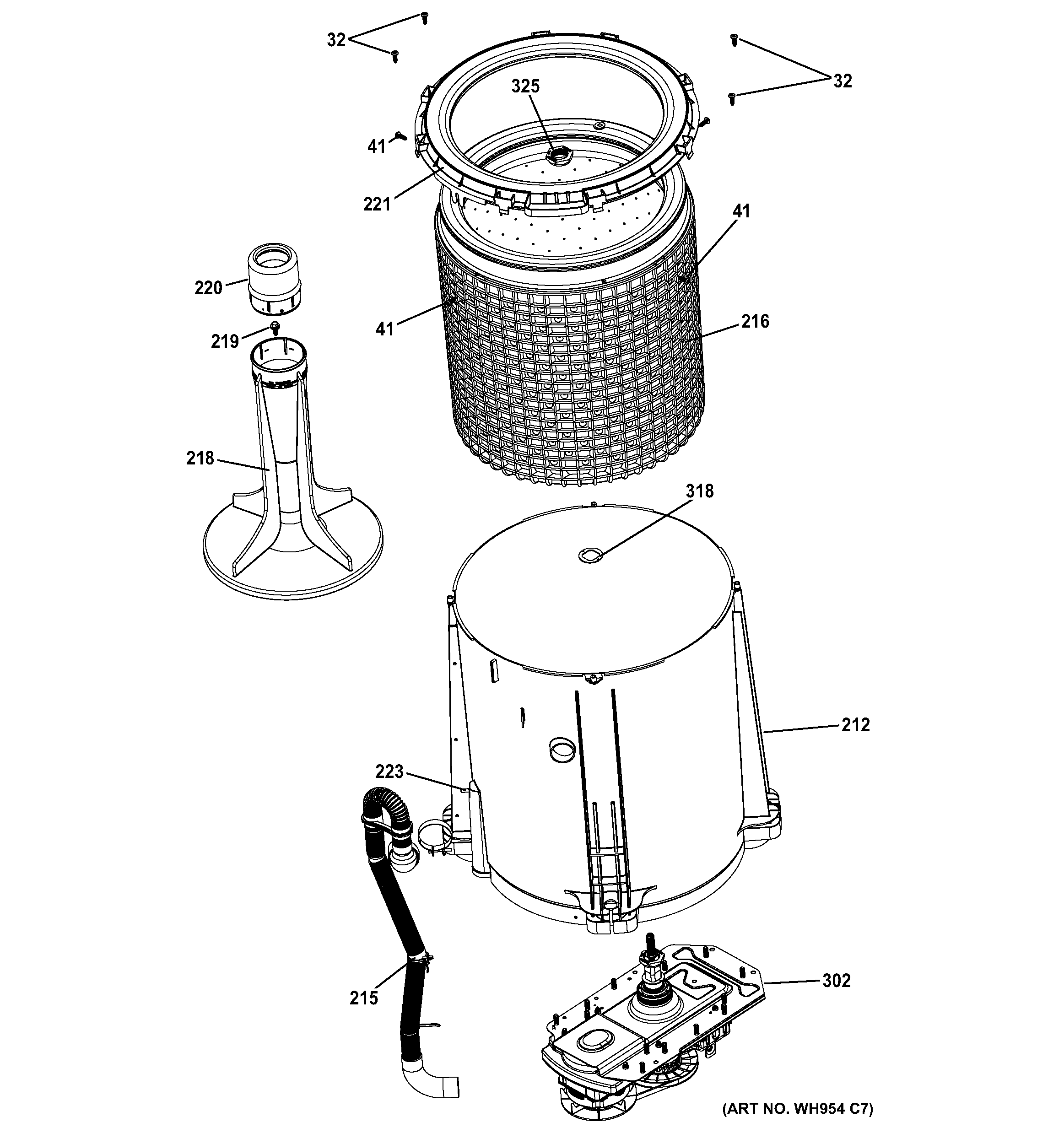Tub, basket & agitator