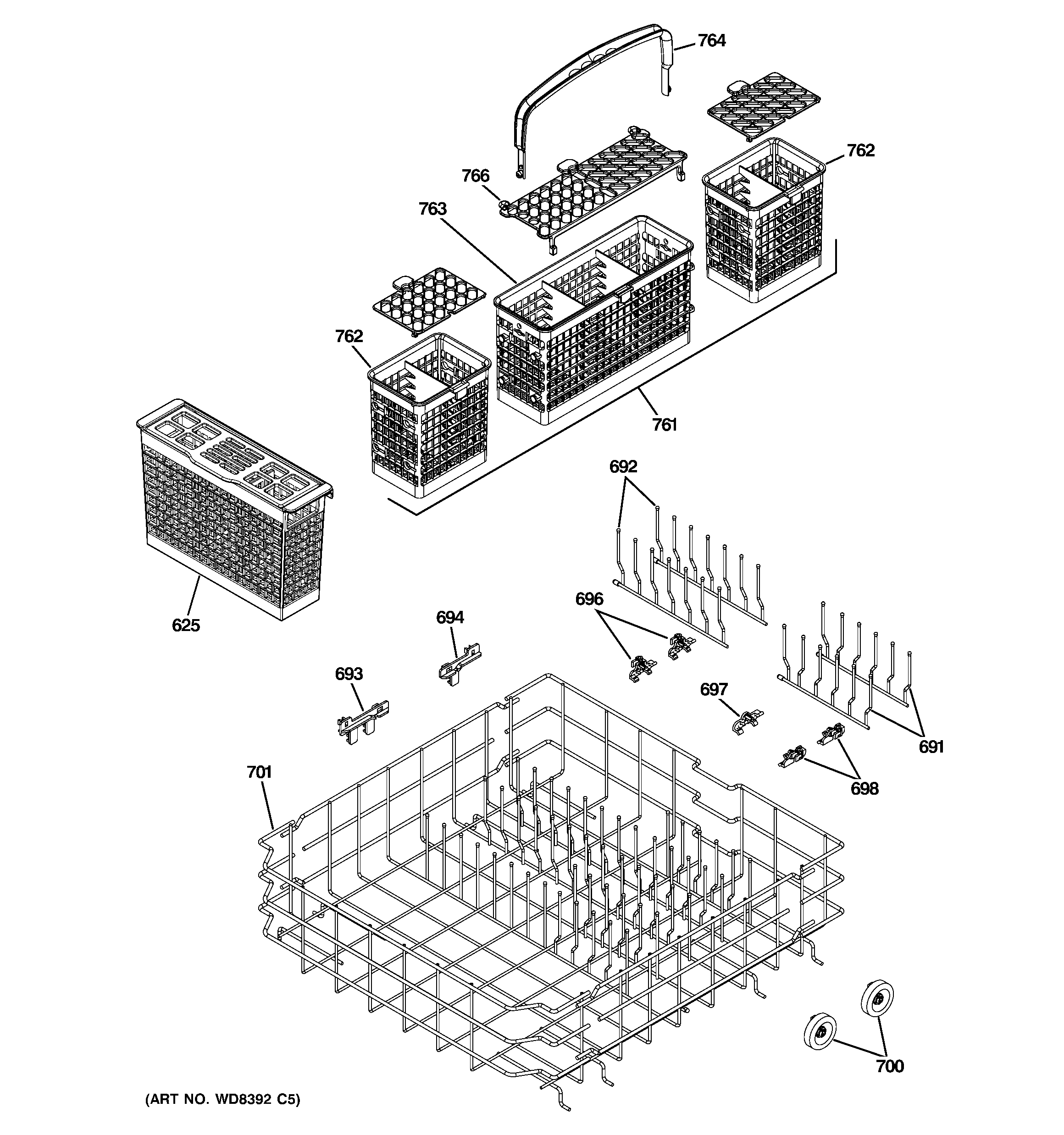 Lower rack assembly