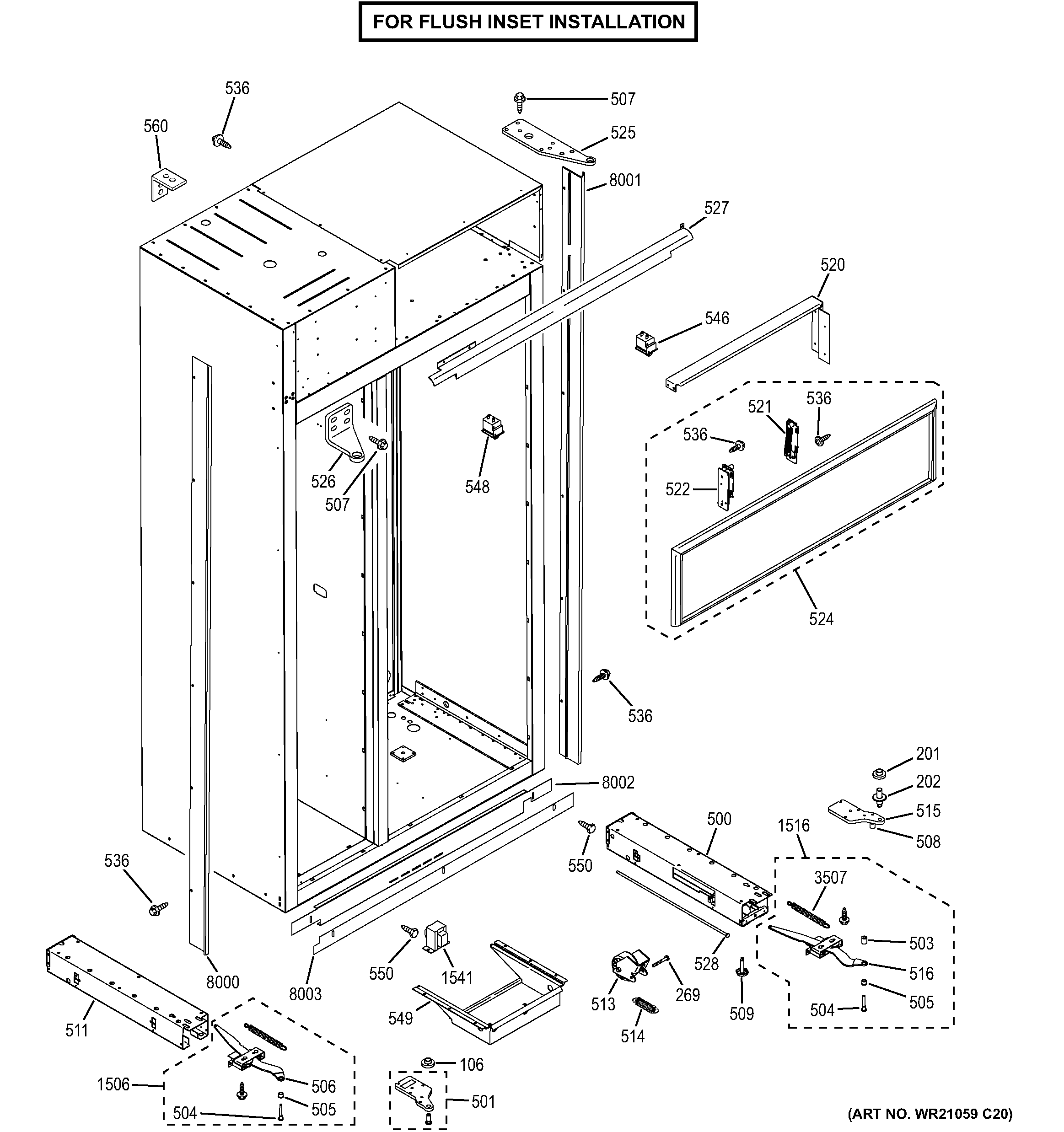 Case parts - flush inset
