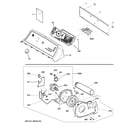 GE GTX60GBSJ0WS backsplash, blower & motor assembly diagram