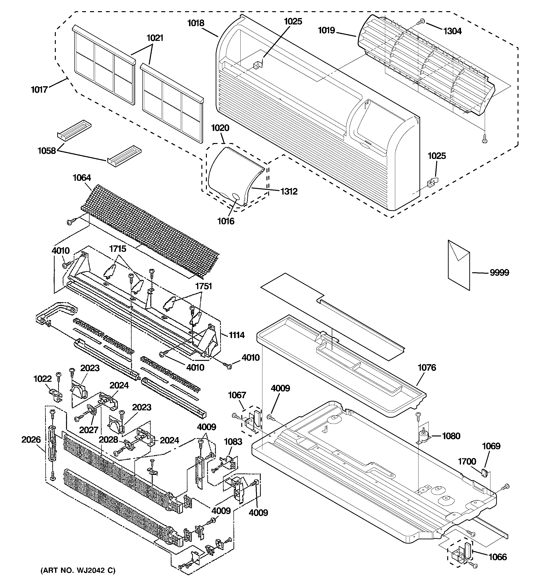 Grille, heater & base pan parts