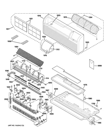 Grille, heater & base pan parts