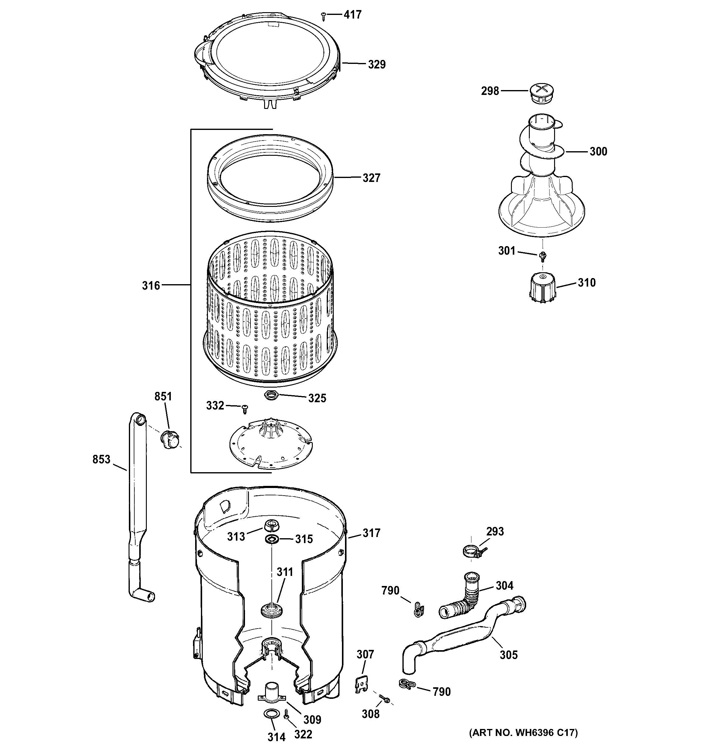 Tub, basket & agitator