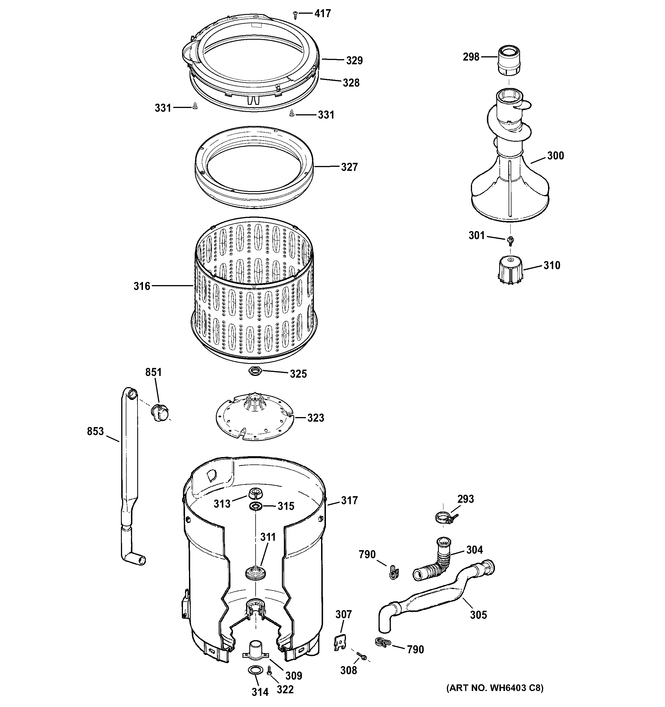 Tub, basket & agitator