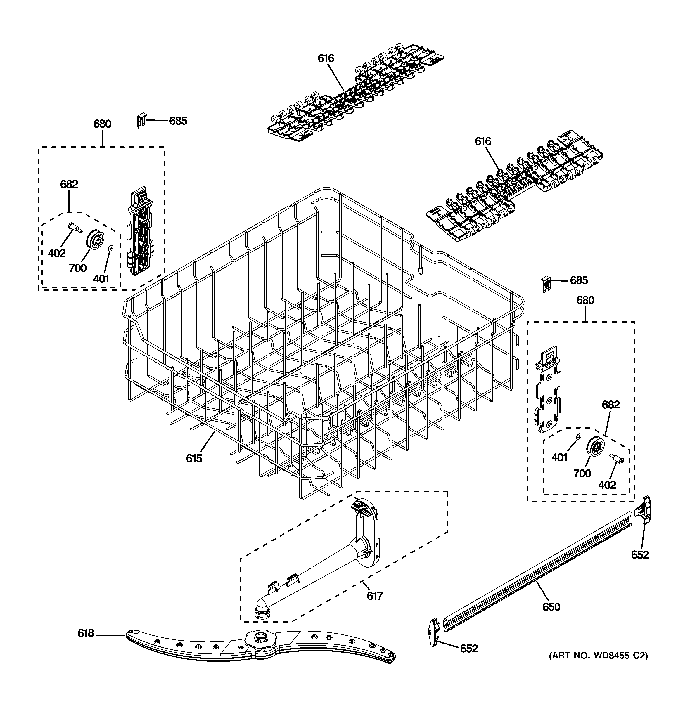 Upper rack assembly