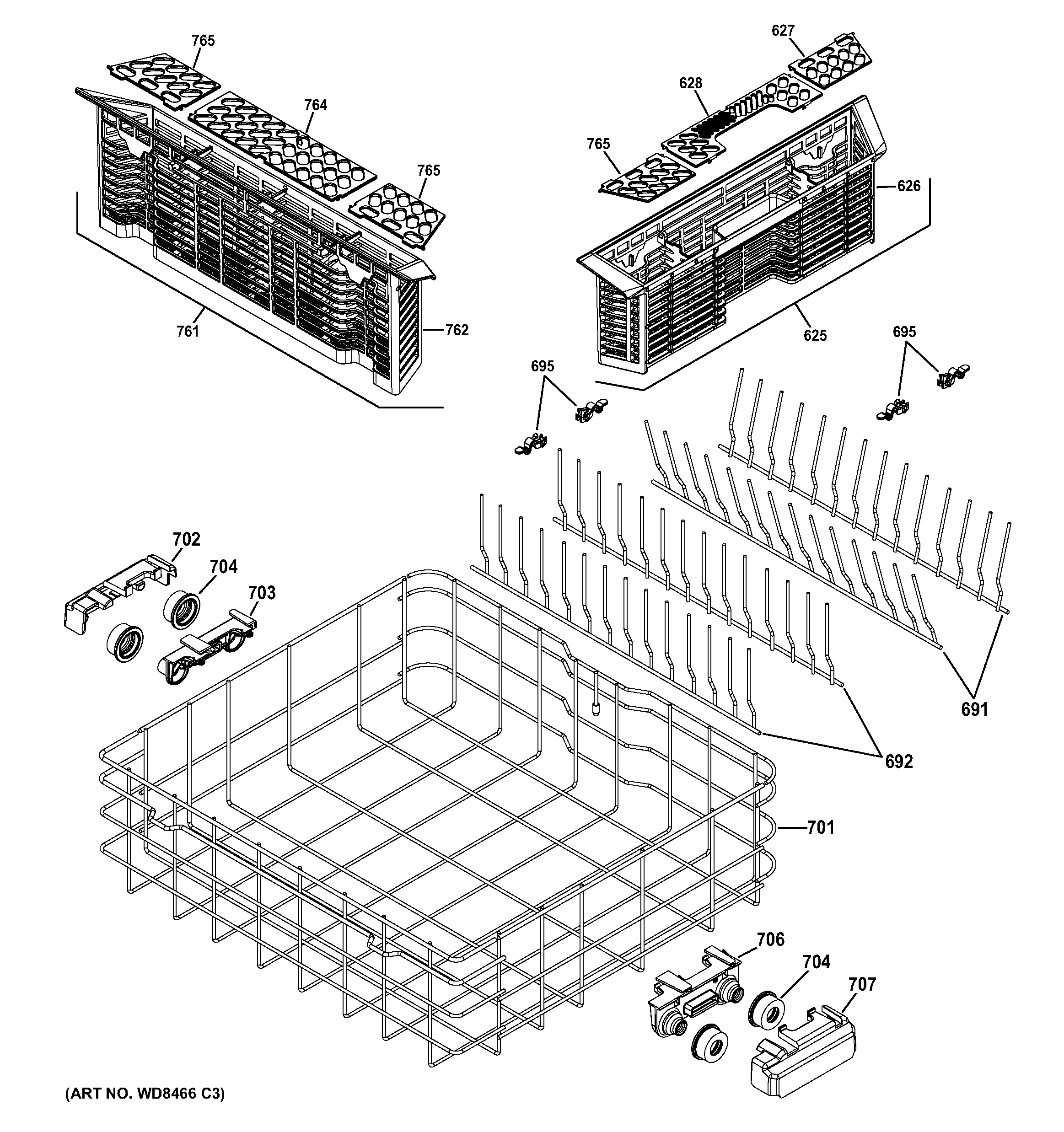 Lower rack assembly