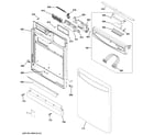 GE PDW7800J01WW escutcheon & door assembly diagram