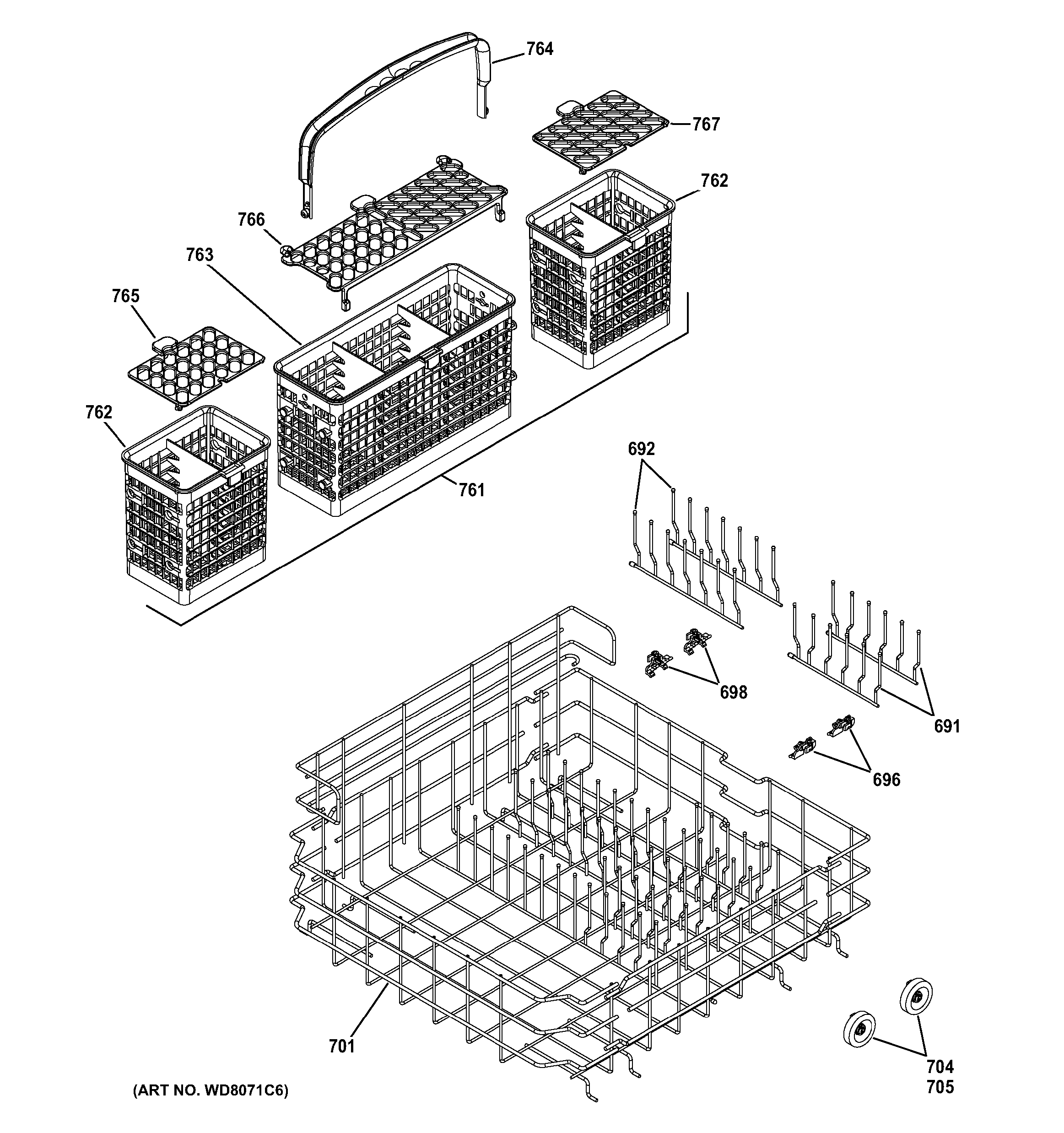 Lower rack assembly