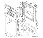 GE GDT740SIF2II escutcheon & door assembly diagram