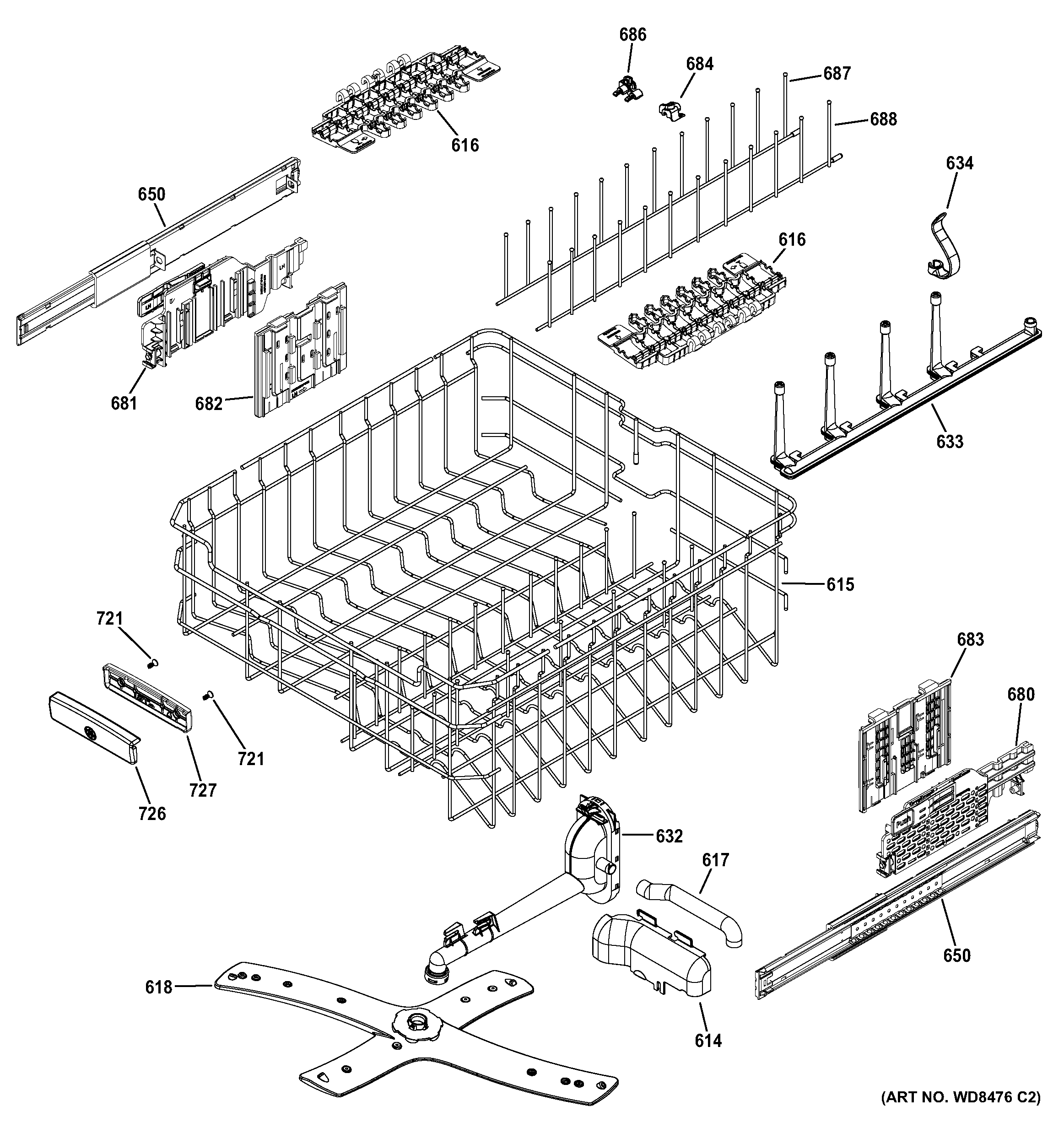 Upper rack assembly