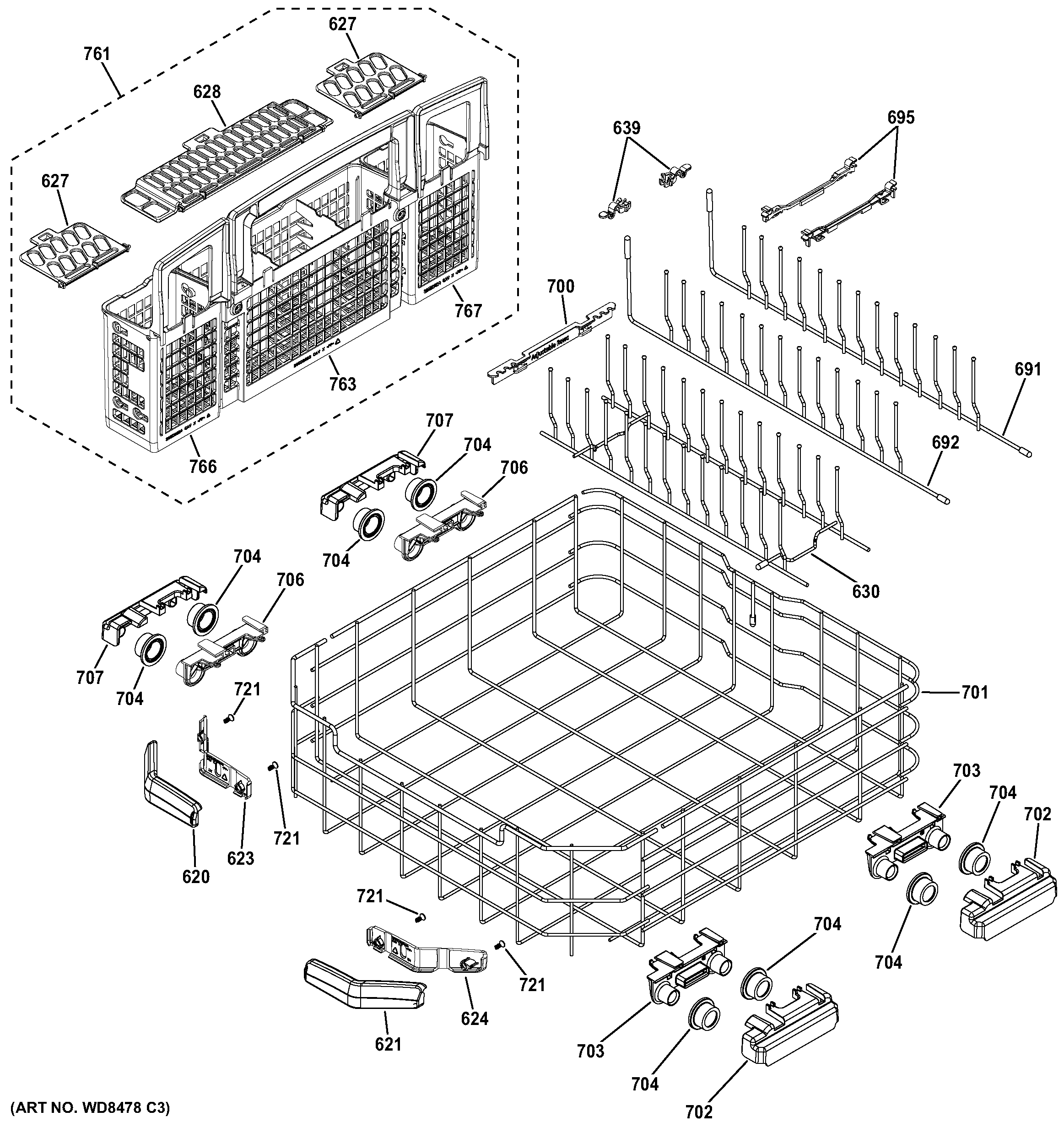Lower rack assembly
