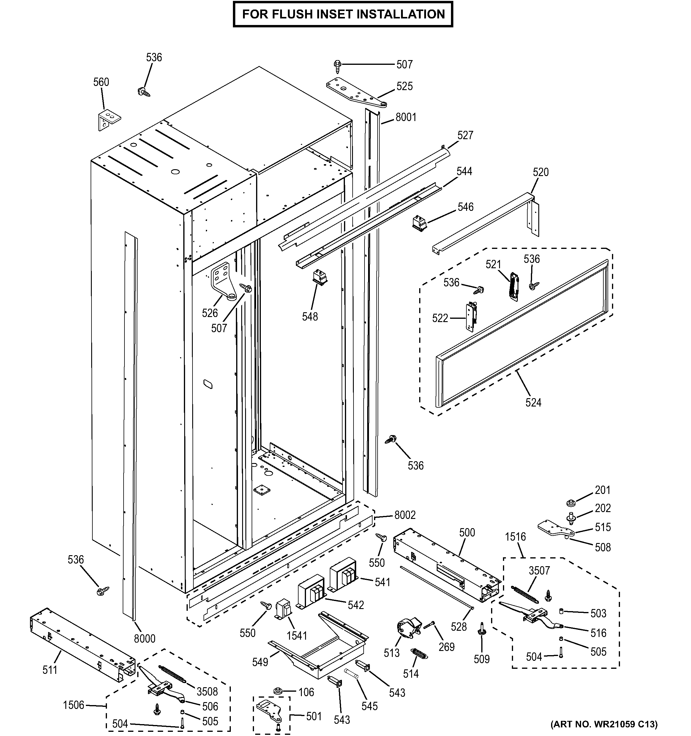 Case parts - flush inset