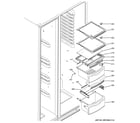 GE GSS25CGHECWW fresh food shelves diagram