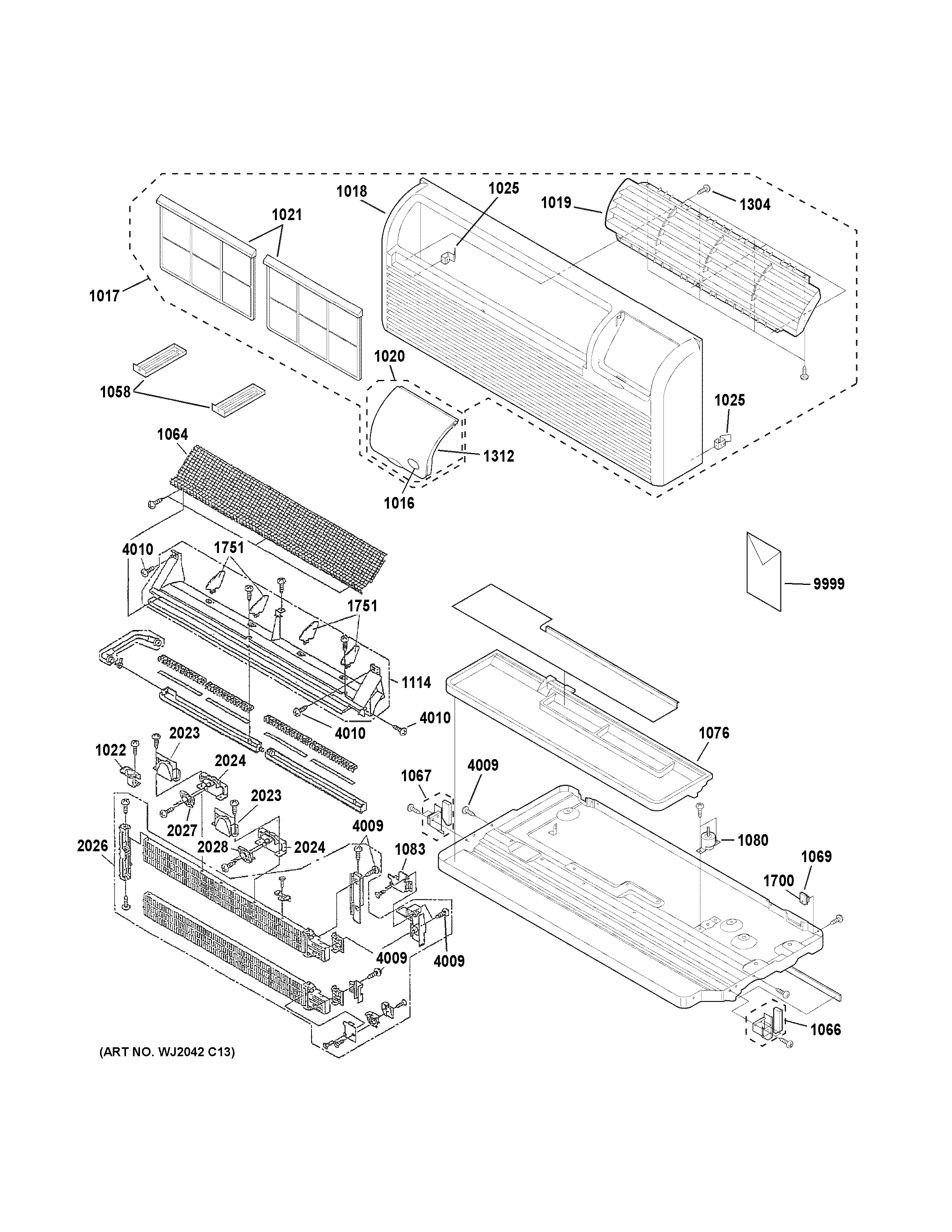 Grille, heater & base pan parts