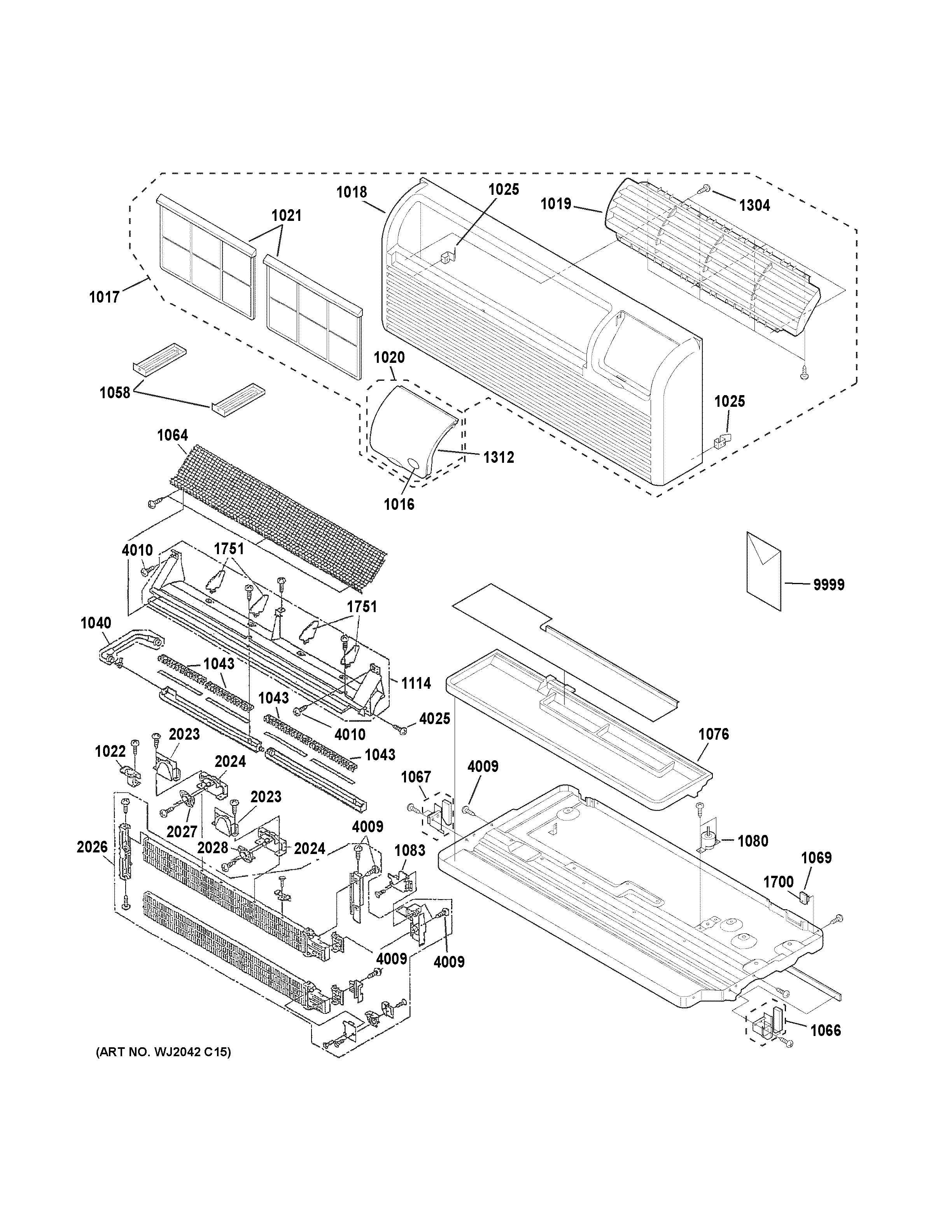 Grille, heater & base pan parts