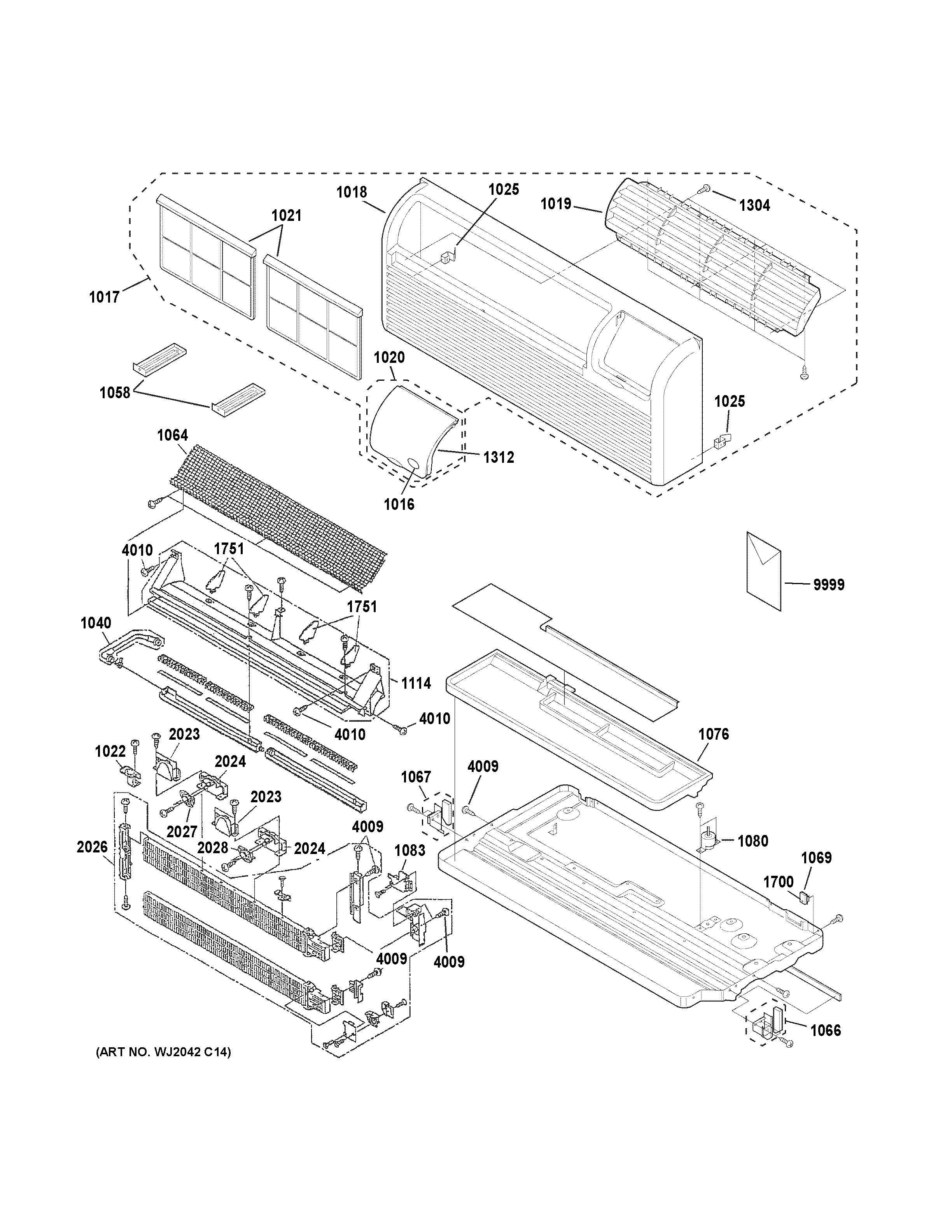 Grille, heater & base pan parts