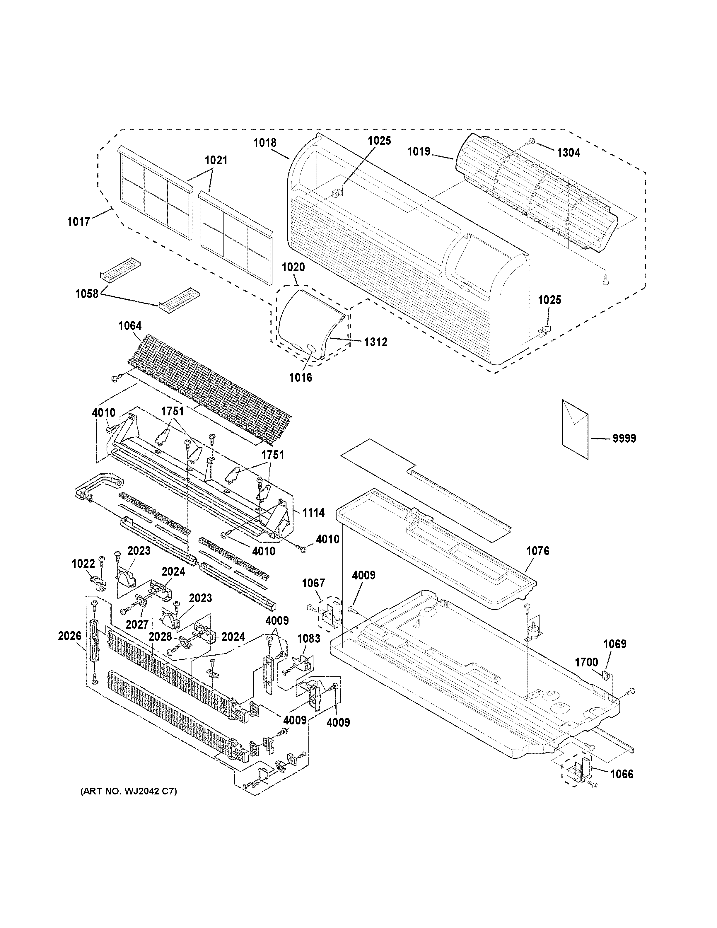 Grille, heater & base pan parts
