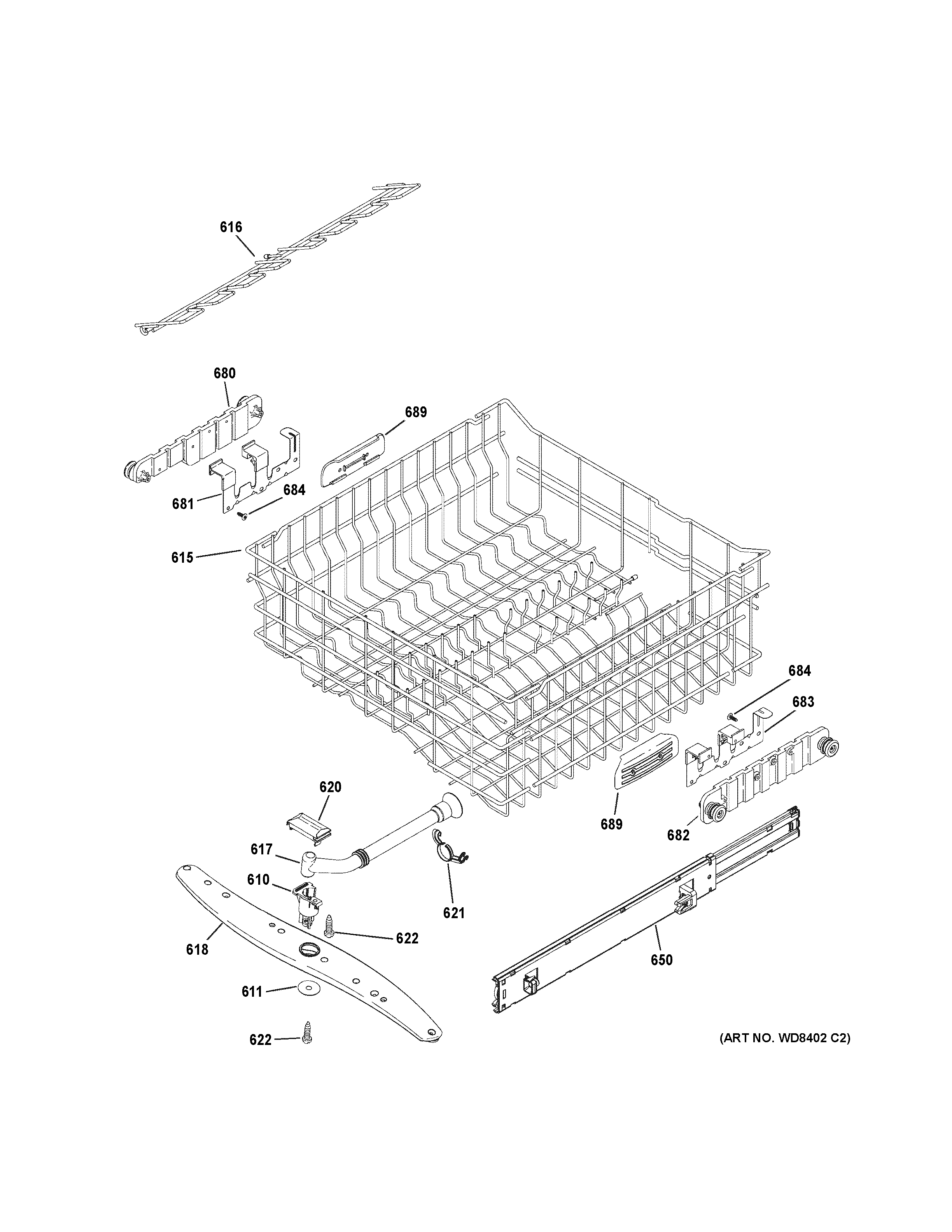 Upper rack assembly