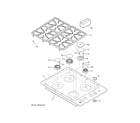 GE JGP333SET3SS control panel & cooktop diagram