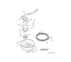 GE GDF520PGJ5WW sump & filter assembly diagram
