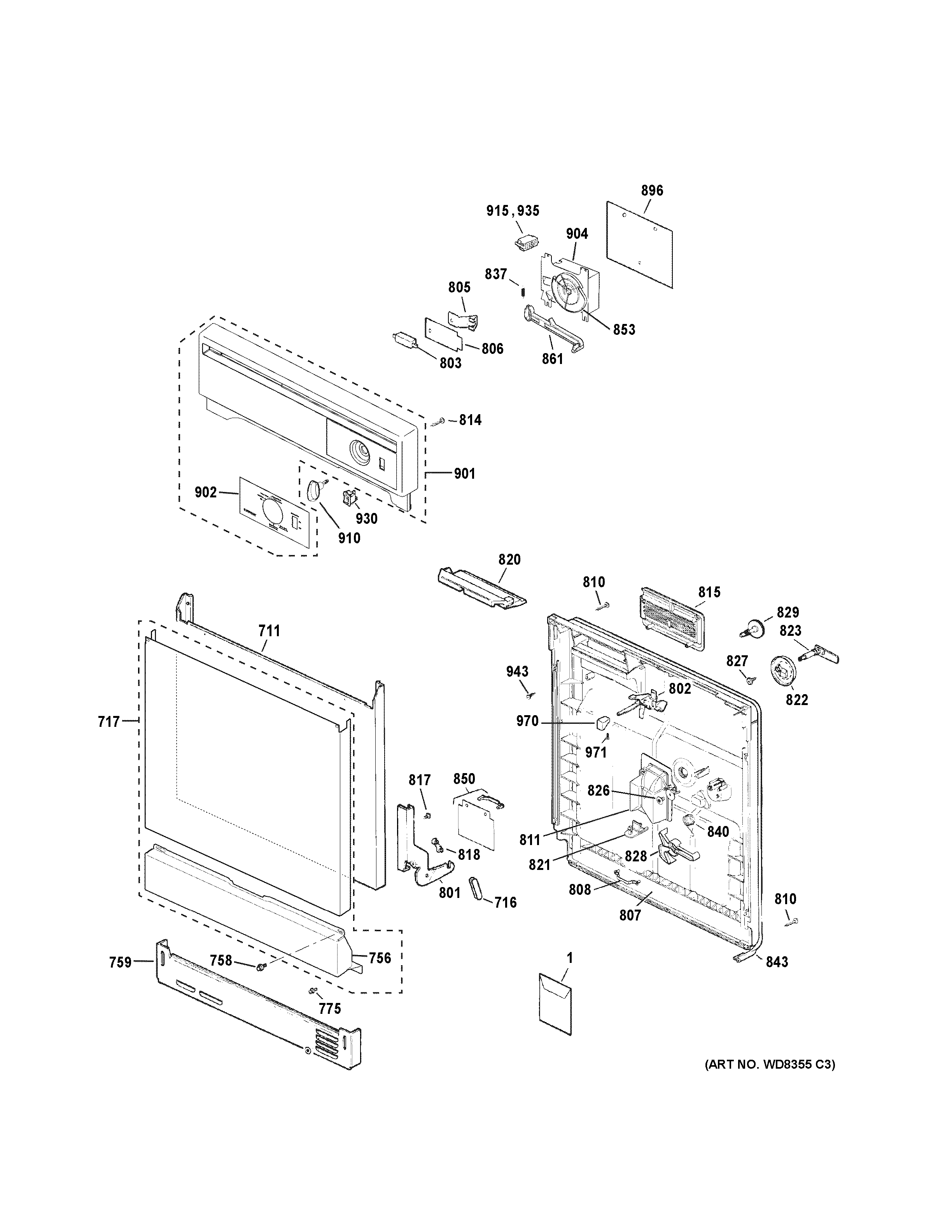 Escutcheon & door assembly