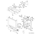 GE GSD2300R15WW escutcheon & door assembly diagram