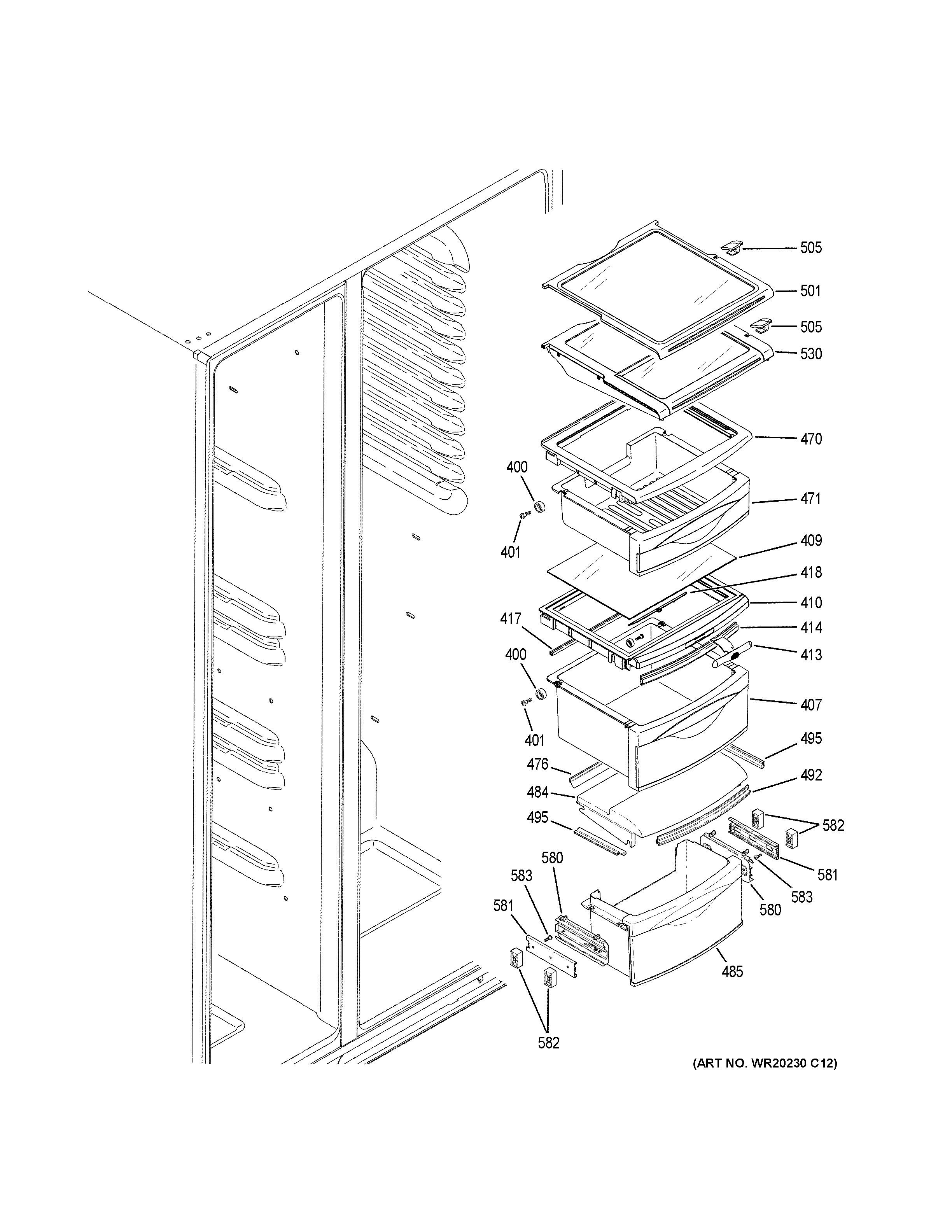 Fresh food shelves