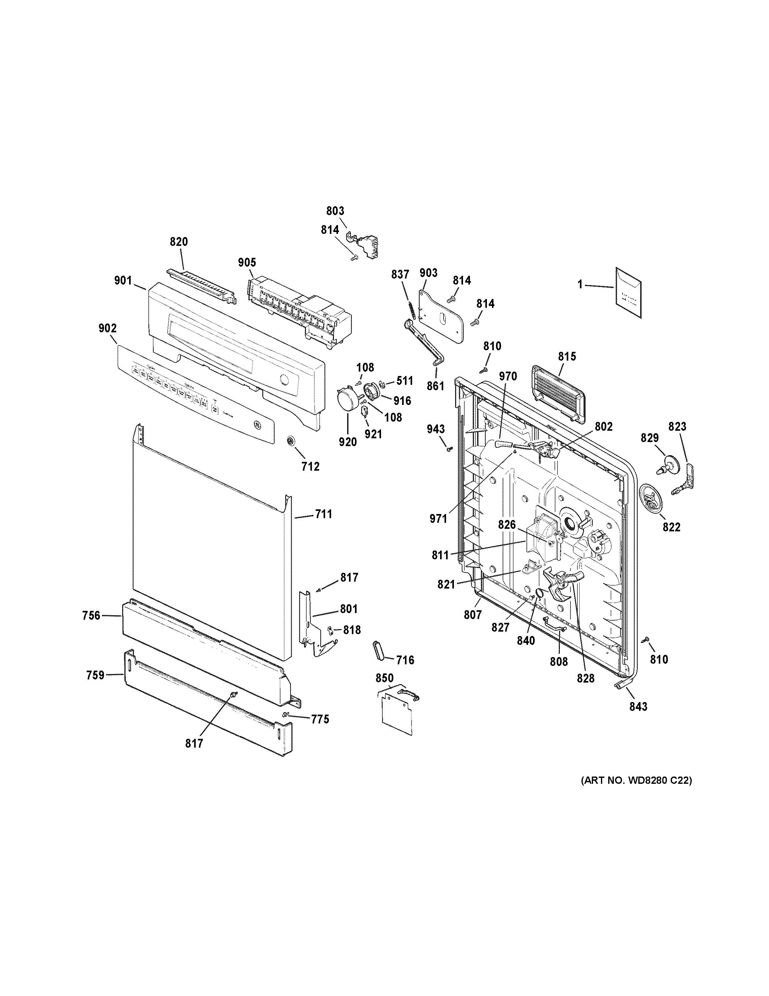 Escutcheon & door assembly