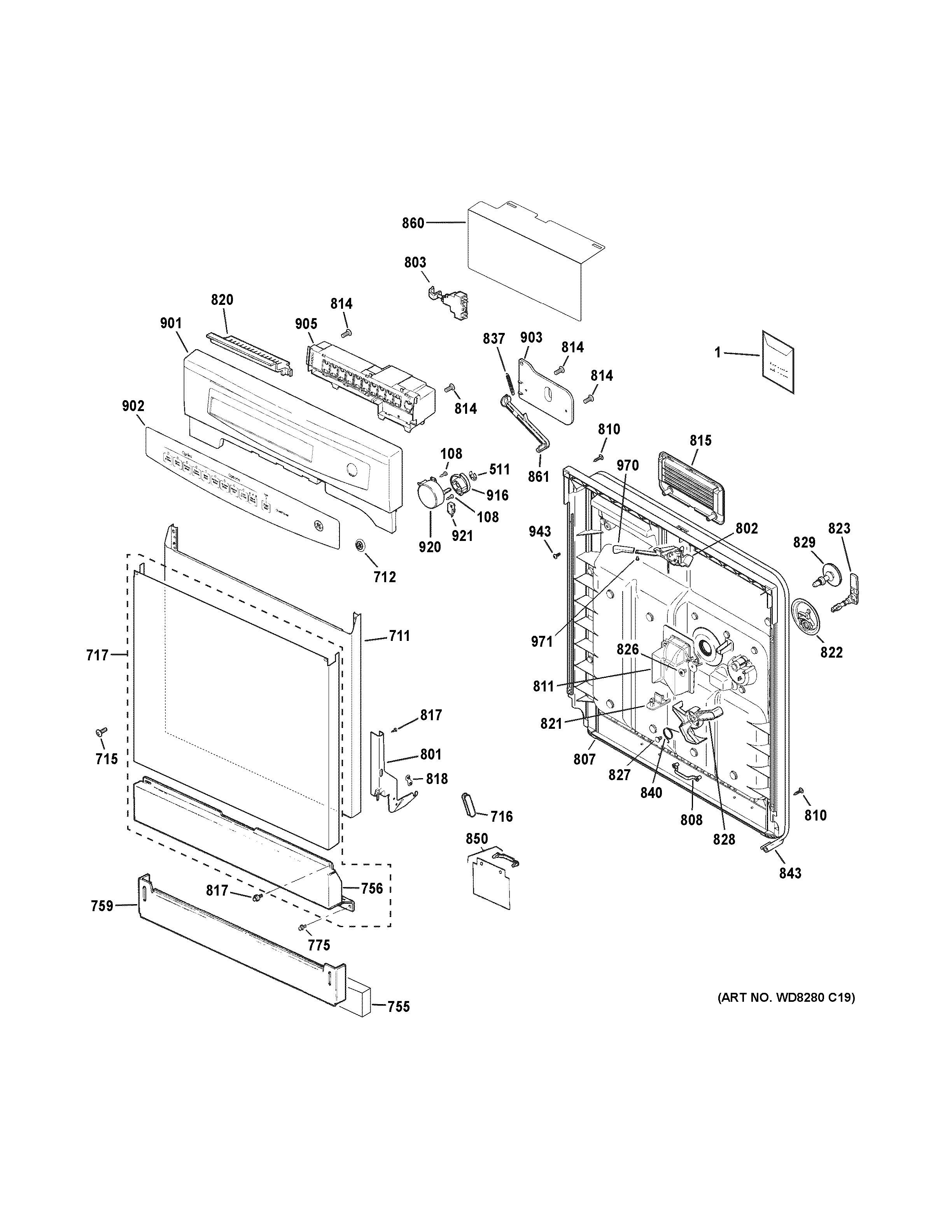 Escutcheon & door assembly