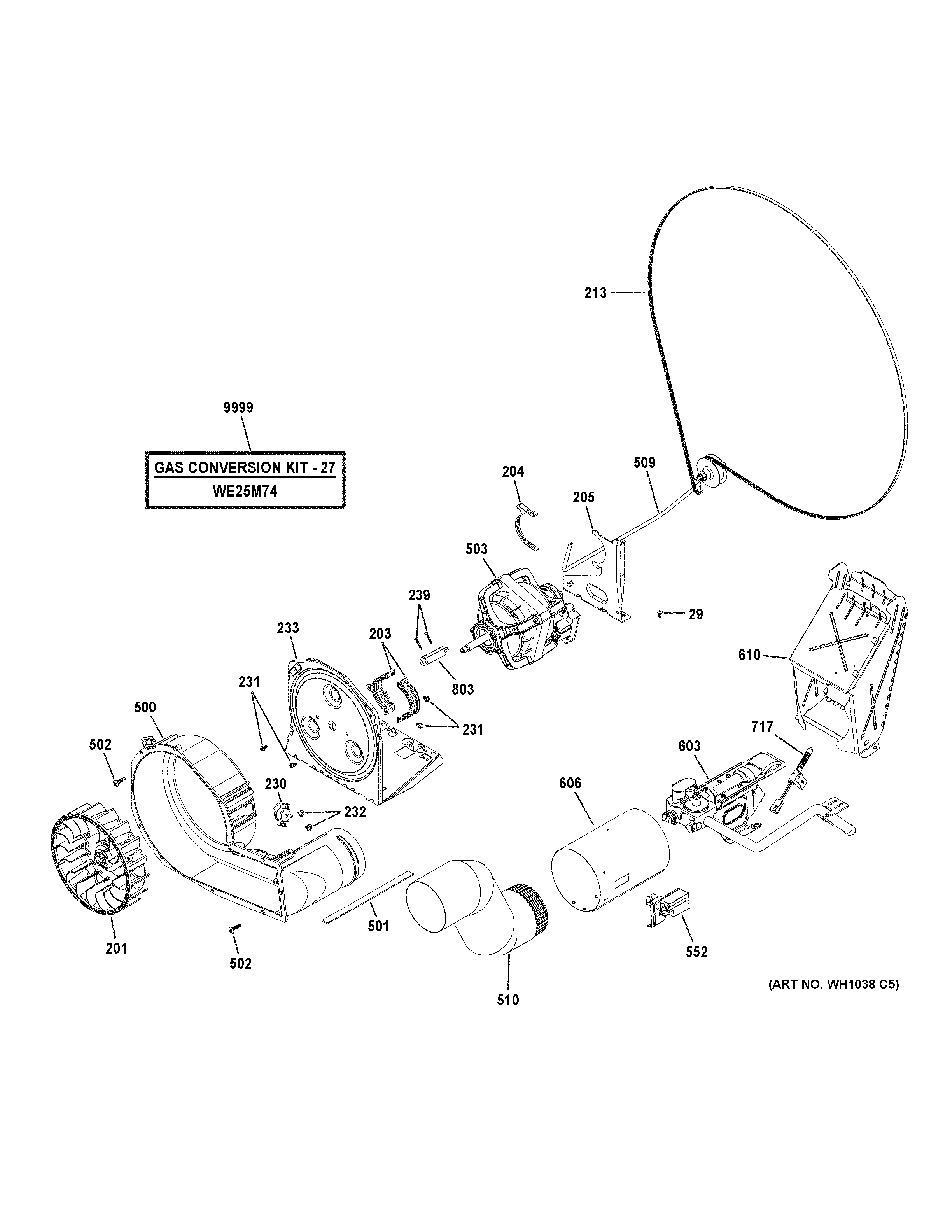 Gas valve, blower & motor assembly