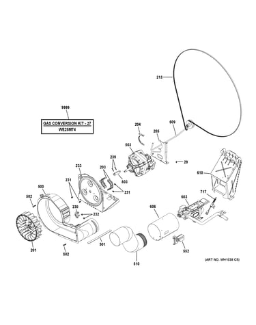 Gas valve, blower & motor assembly
