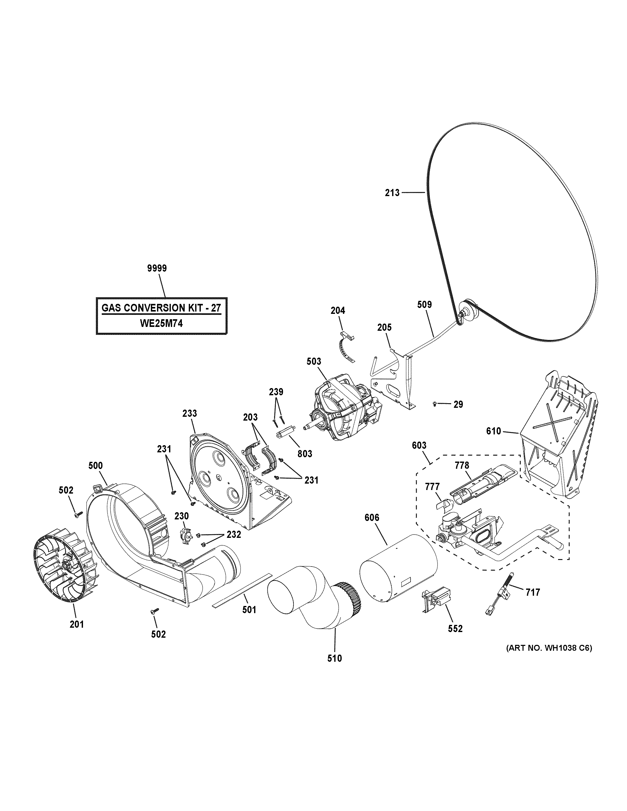 Gas valve, blower & motor assembly