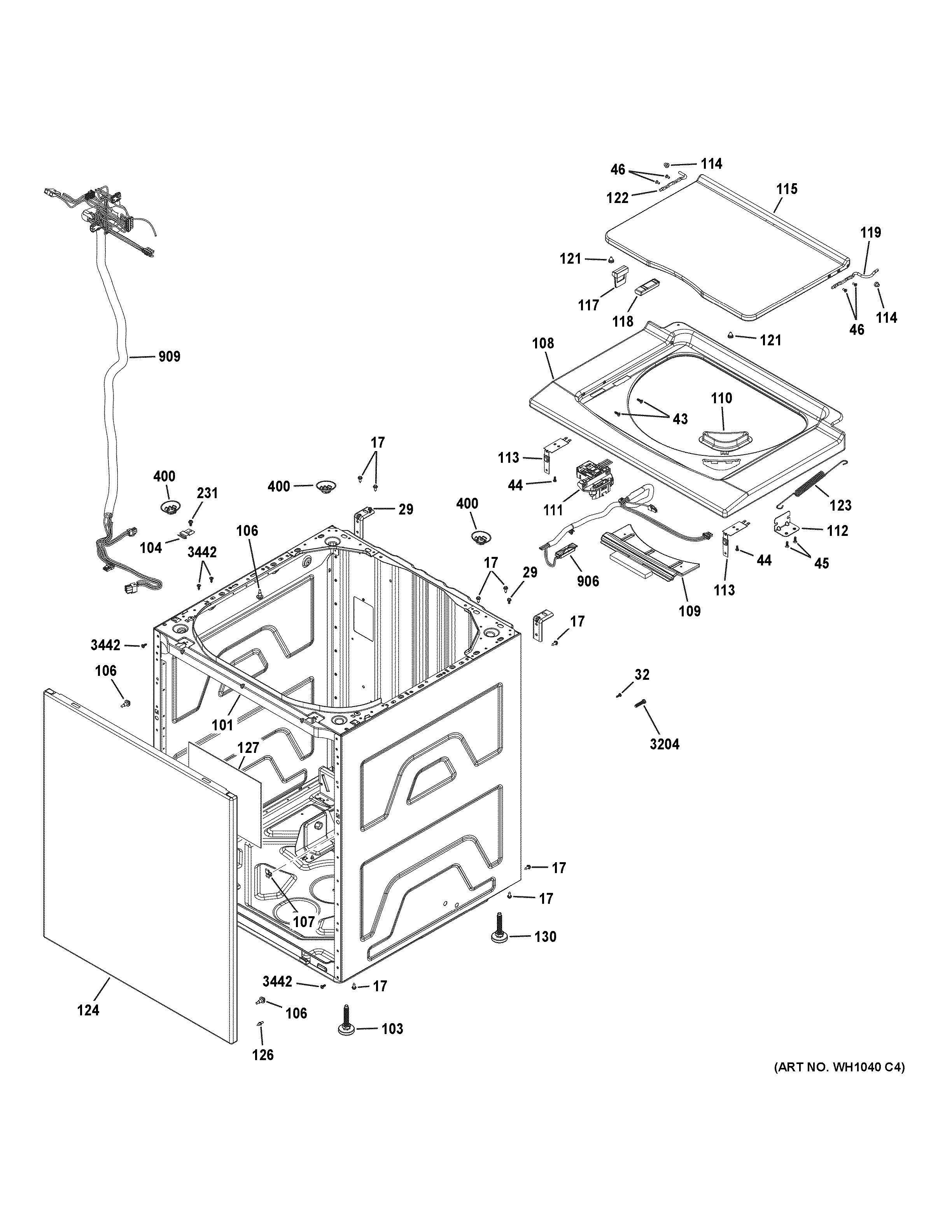 WASHER CABINET & LID