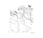 GE GDWT358V50ES escutcheon & door assembly diagram