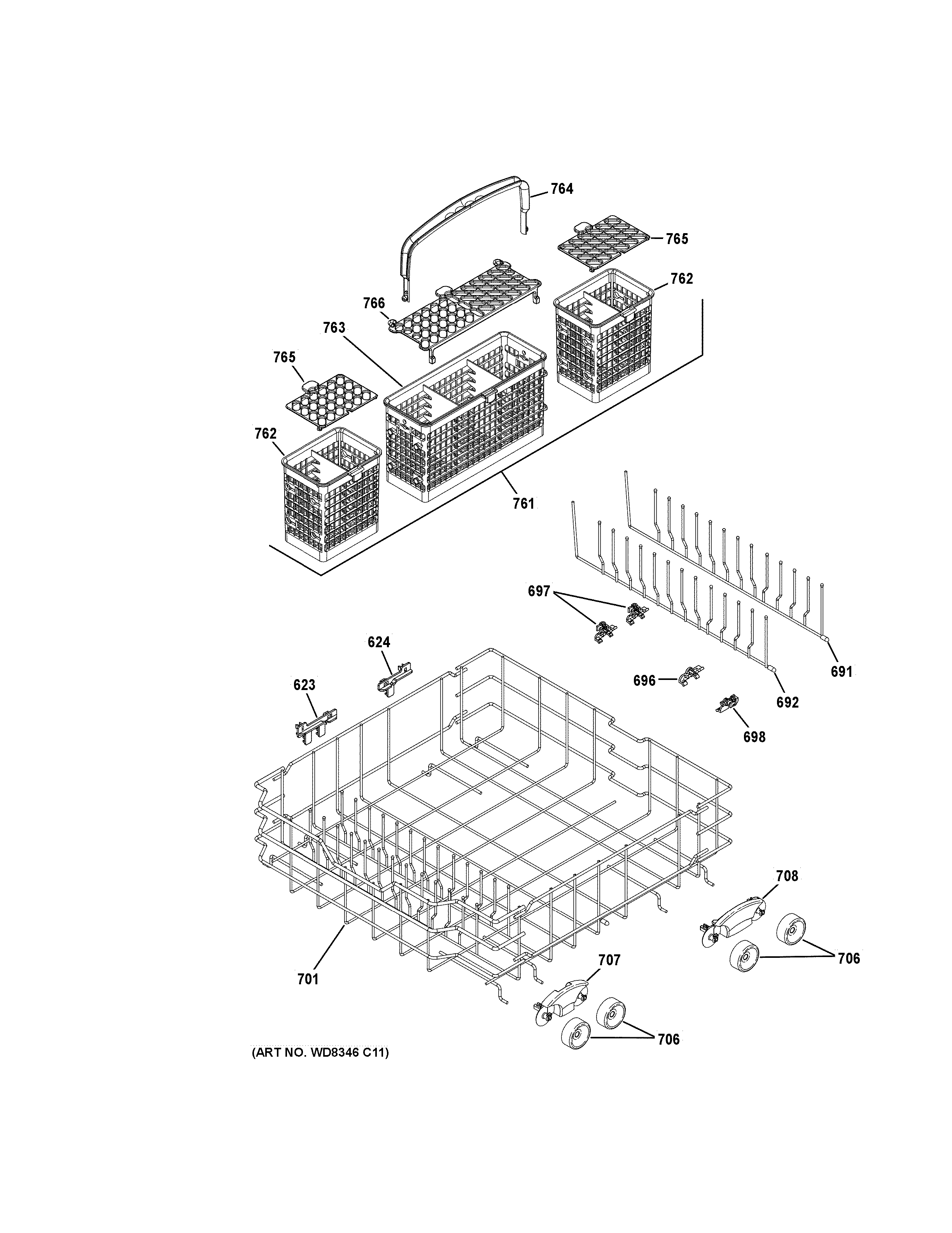 Lower rack assembly