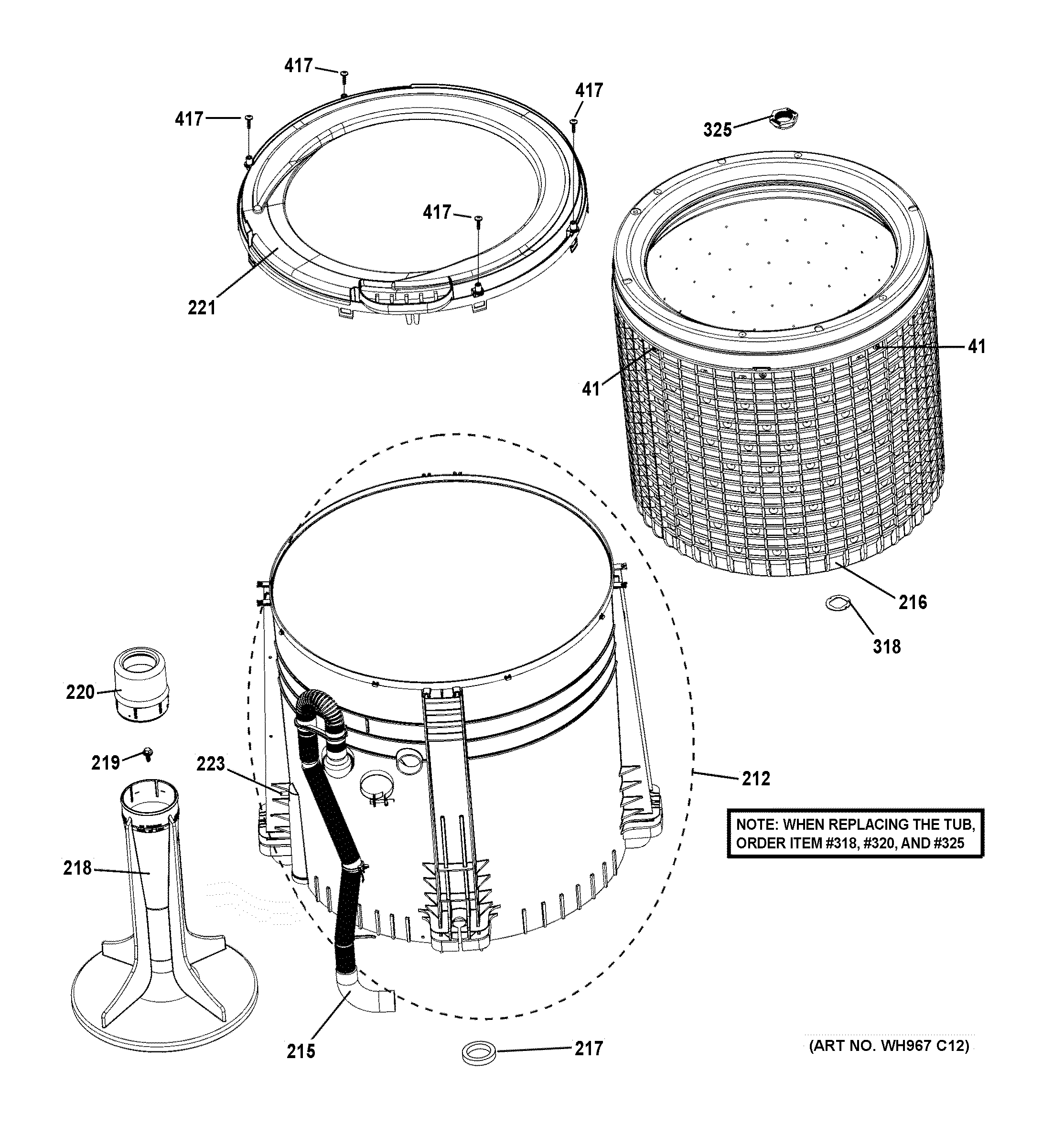 Tub, basket & agitator