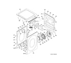 GE GFW480SPK0DG cabinet, top panel & drive assembly diagram