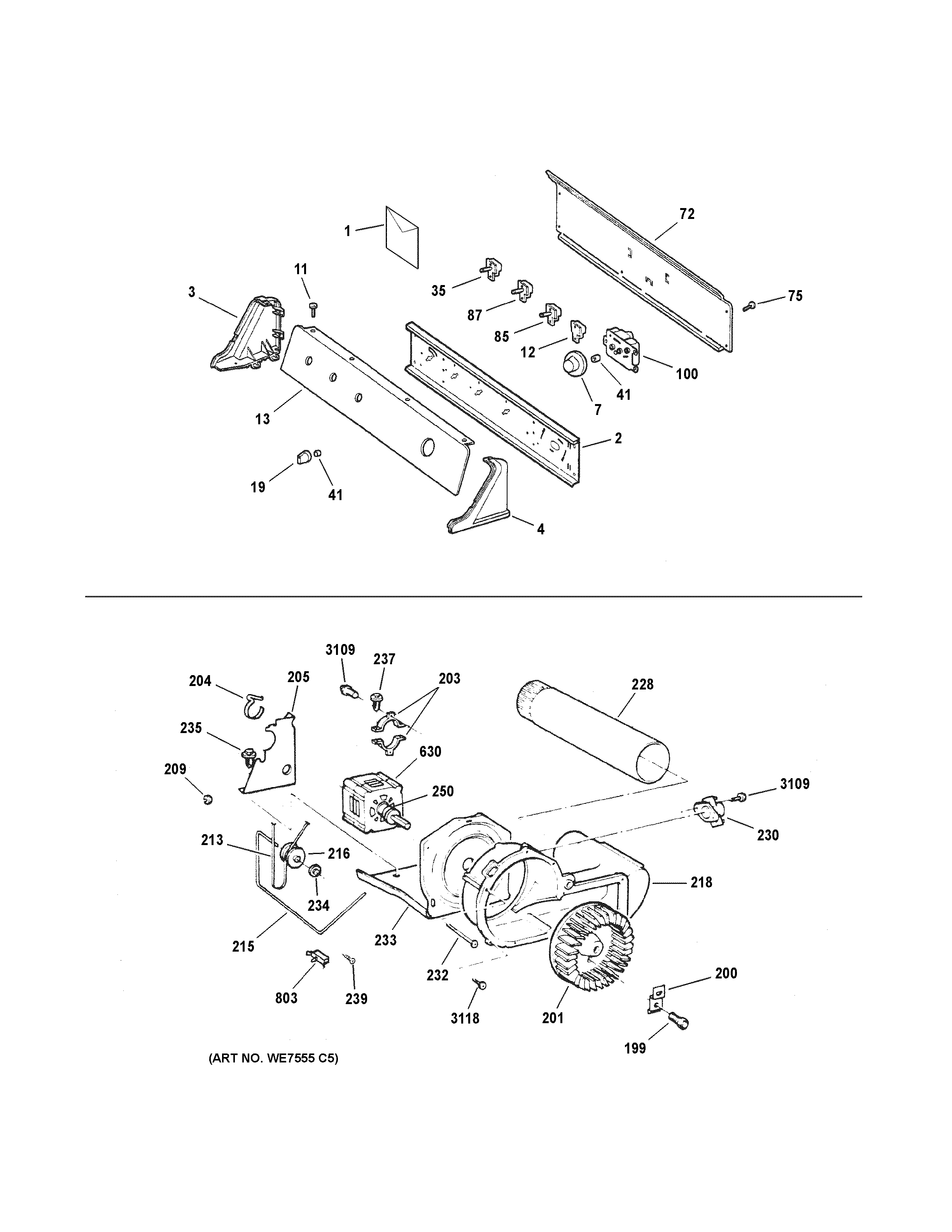 BACKSPLASH, BLOWER & MOTOR