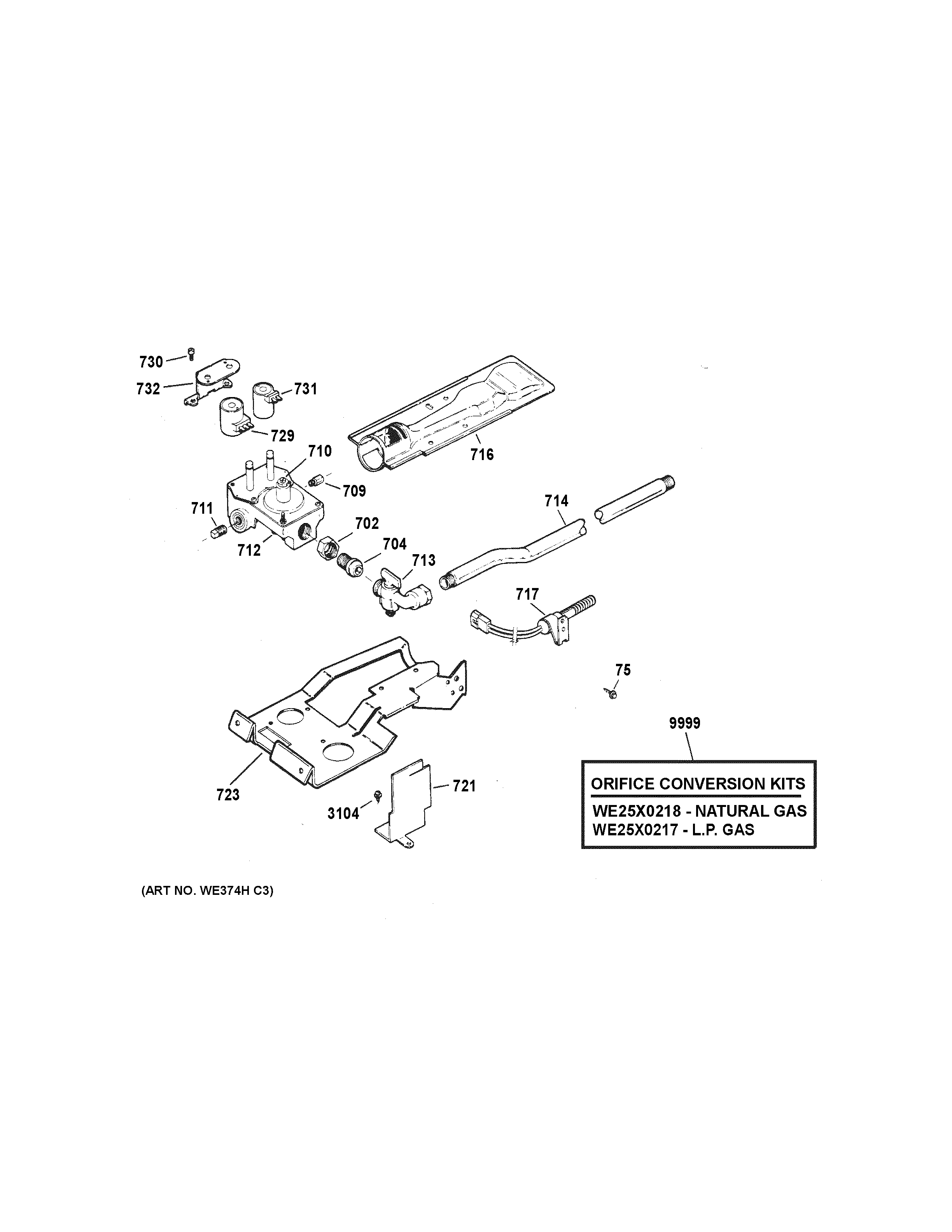 Gas valve & burner assembly
