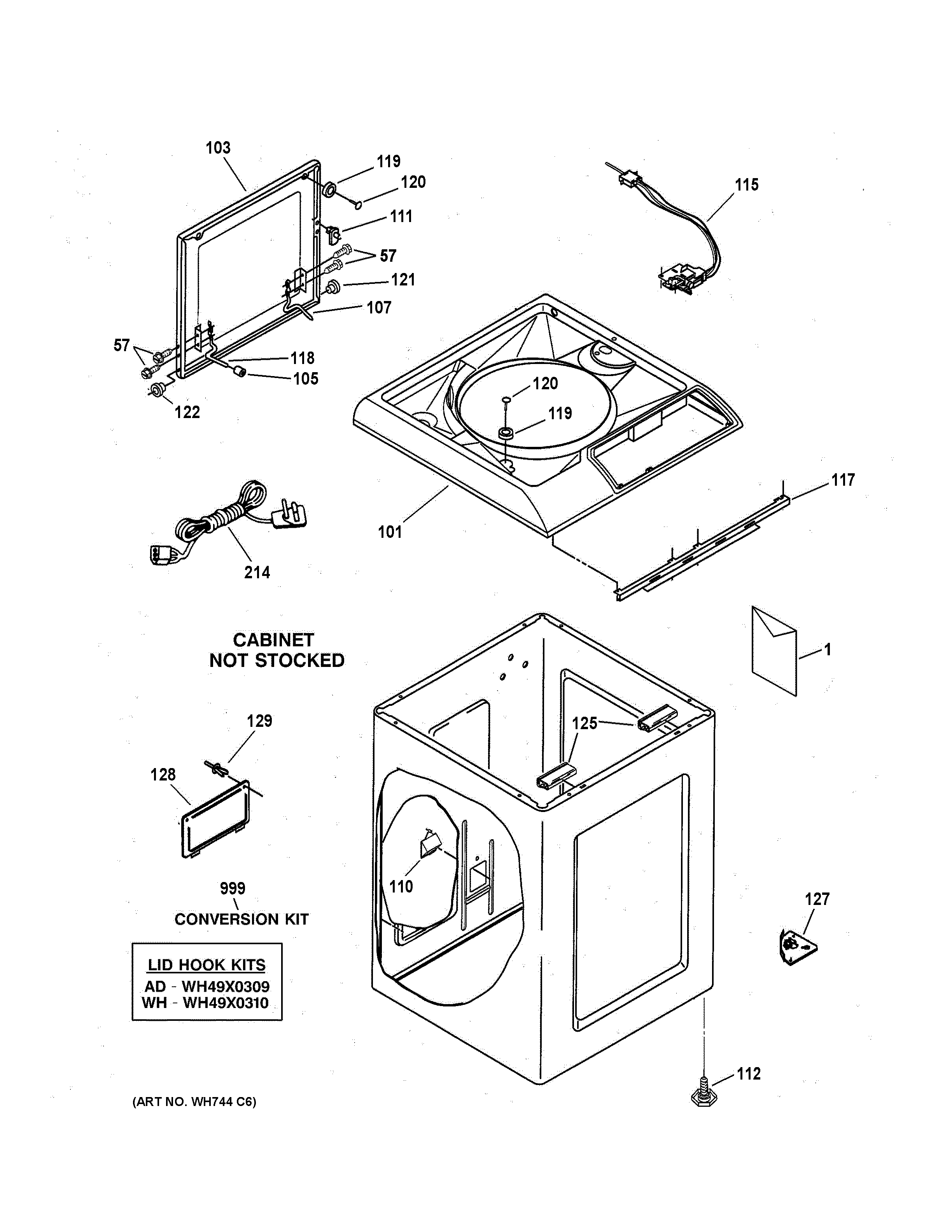 Cabinet, top panel & lid