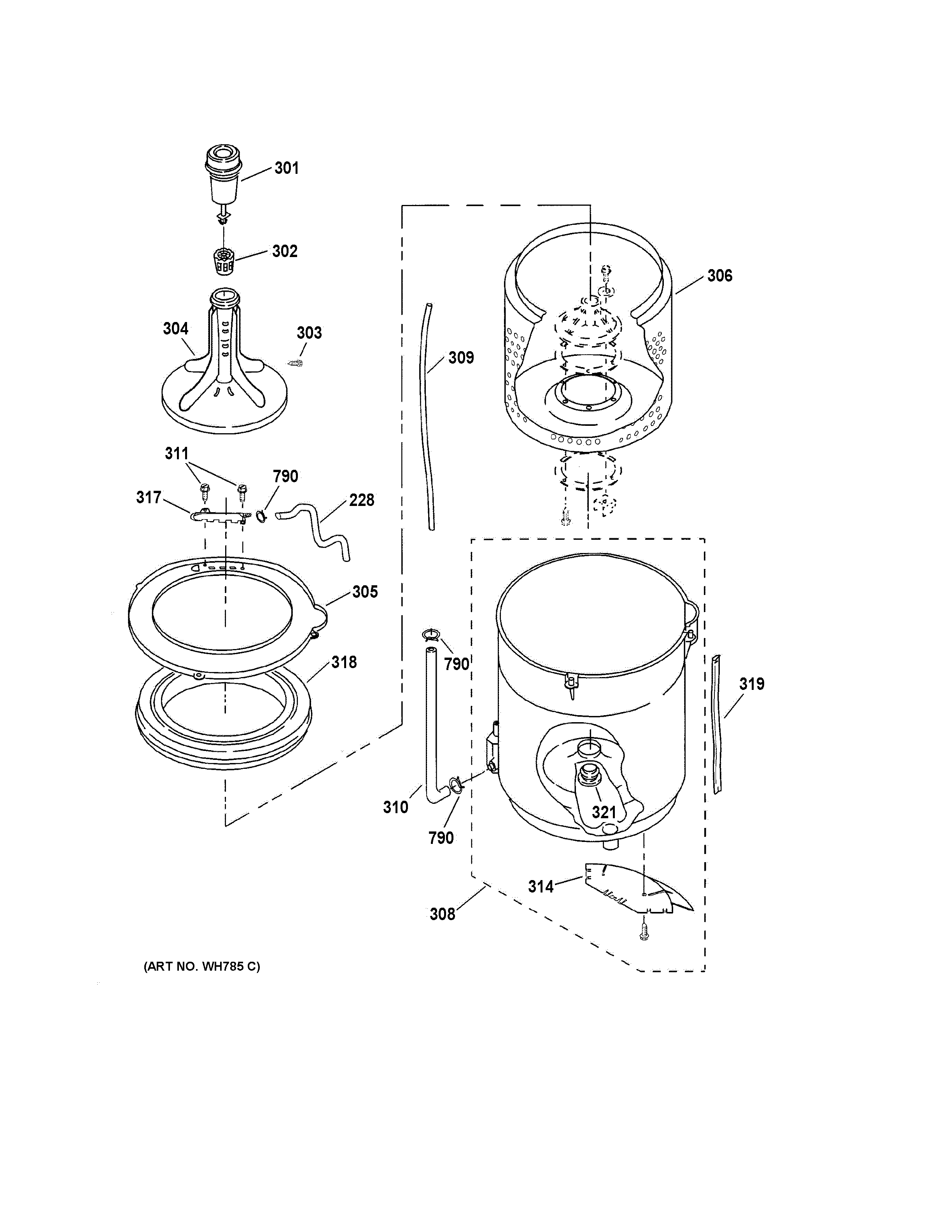 Tub, basket & agitator
