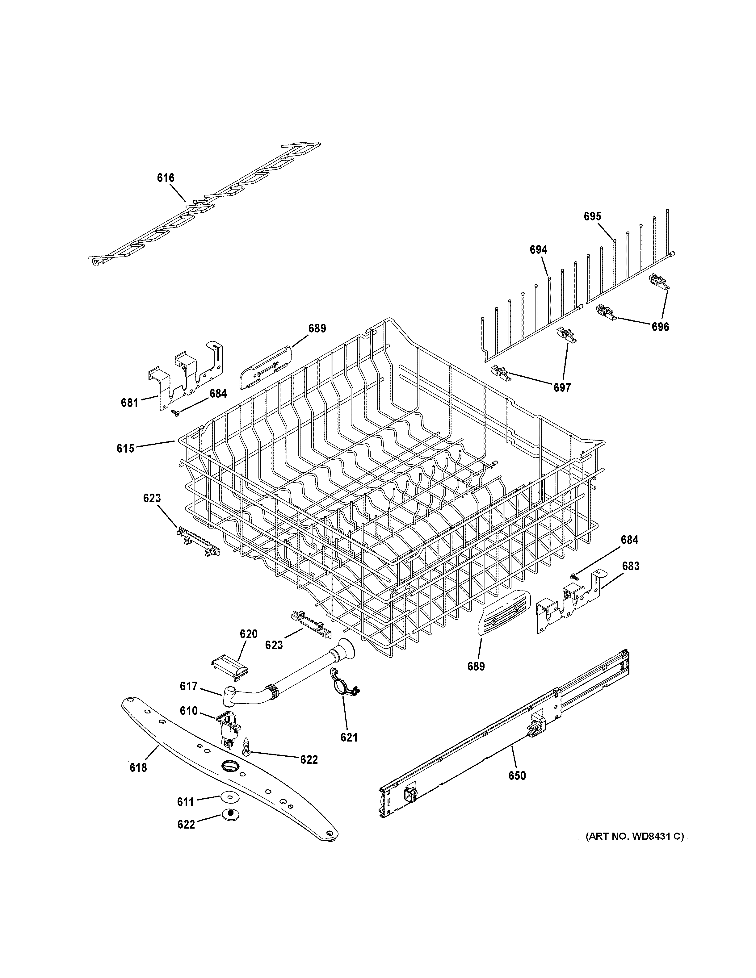 Upper rack assembly