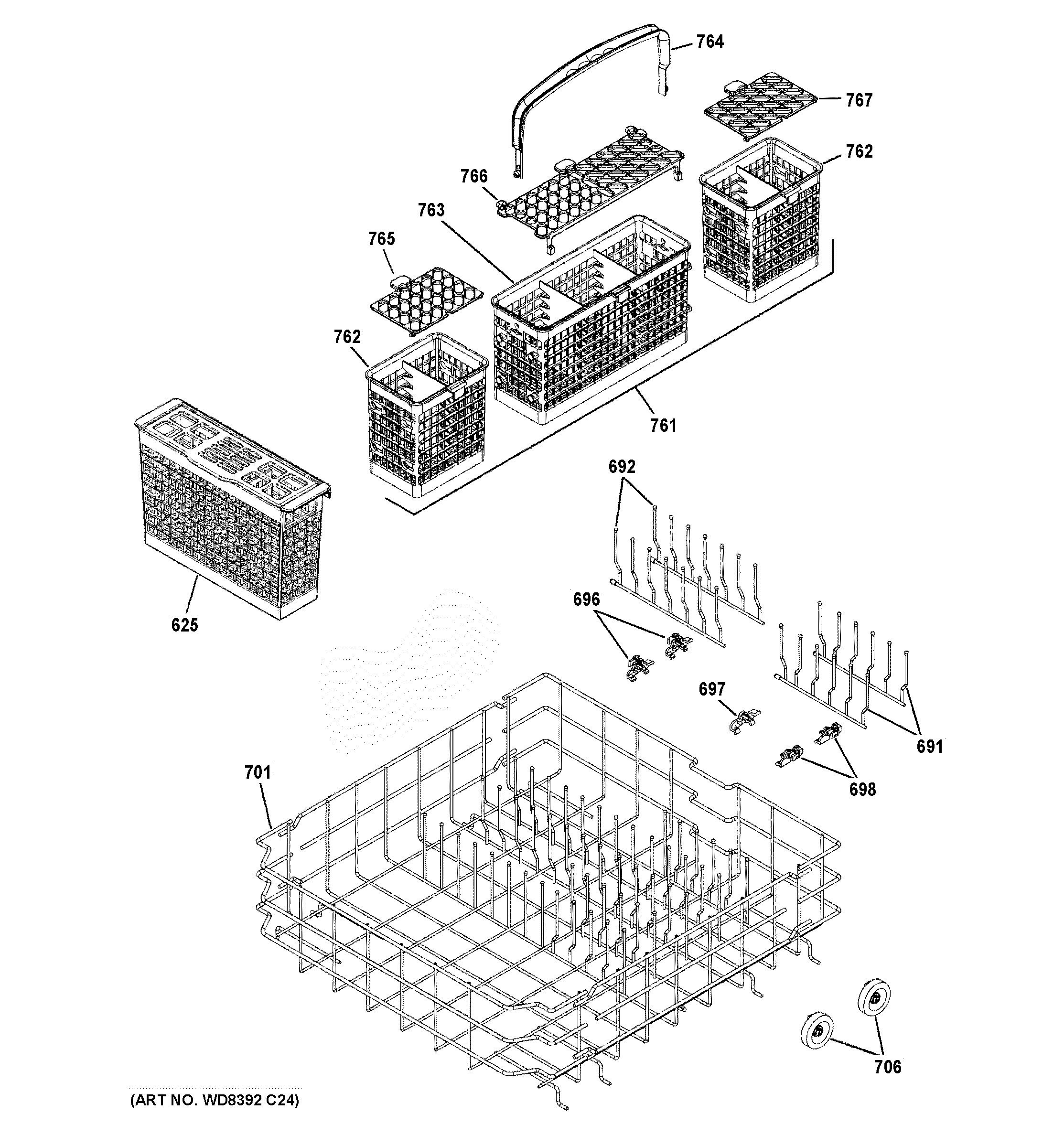 Lower rack assembly